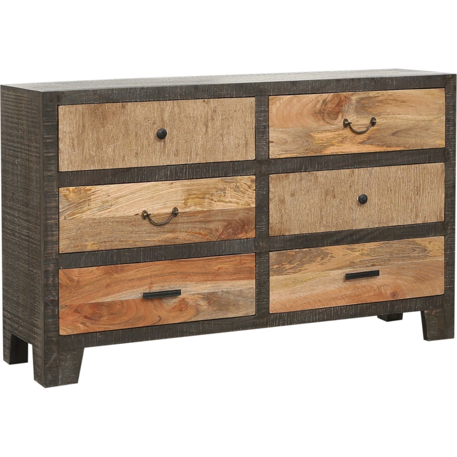 Commode en bois largeur 135 cm gris naturel noir SILAS