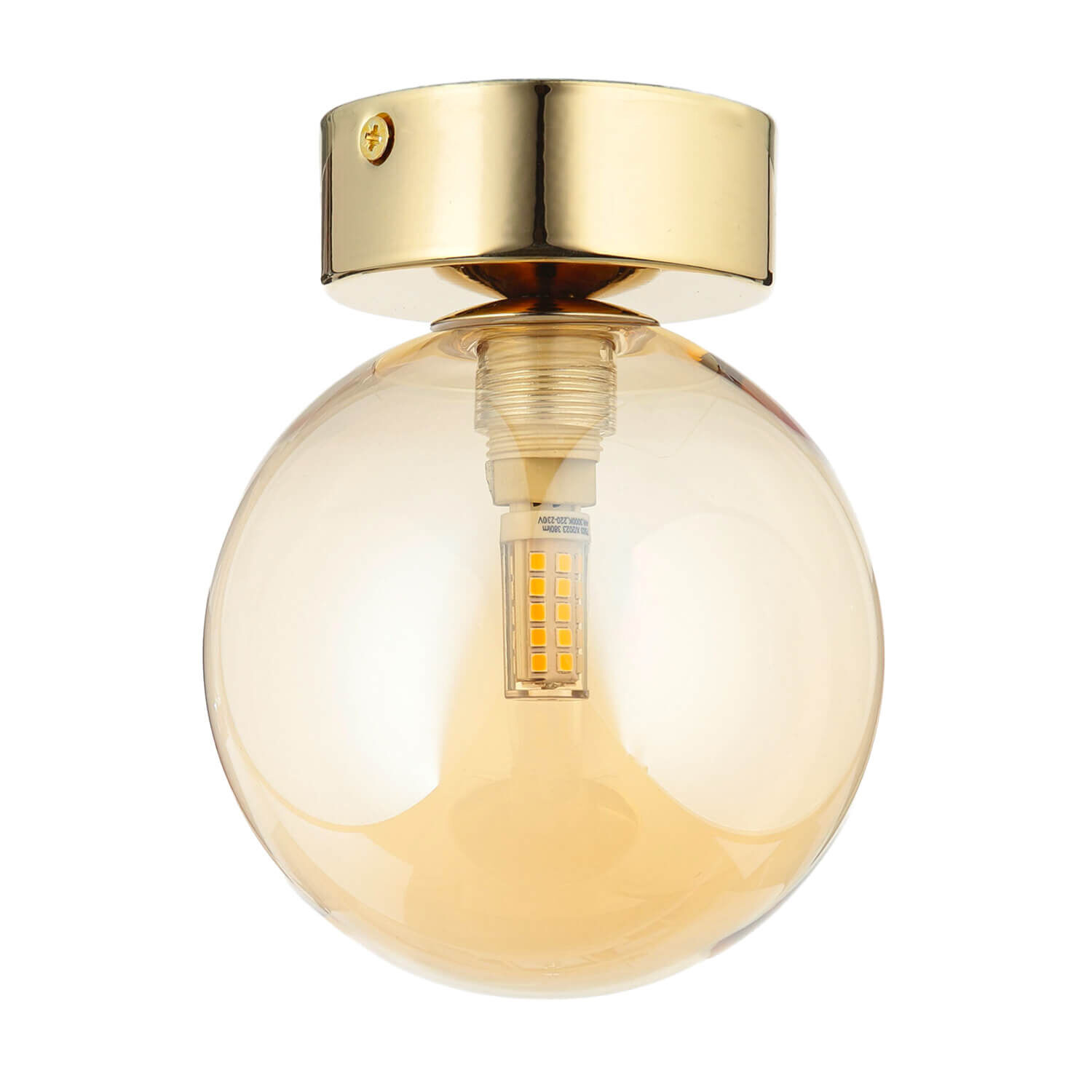 Deckenleuchte Rauchglas Ø 12 cm rund in Bernstein Gold G9