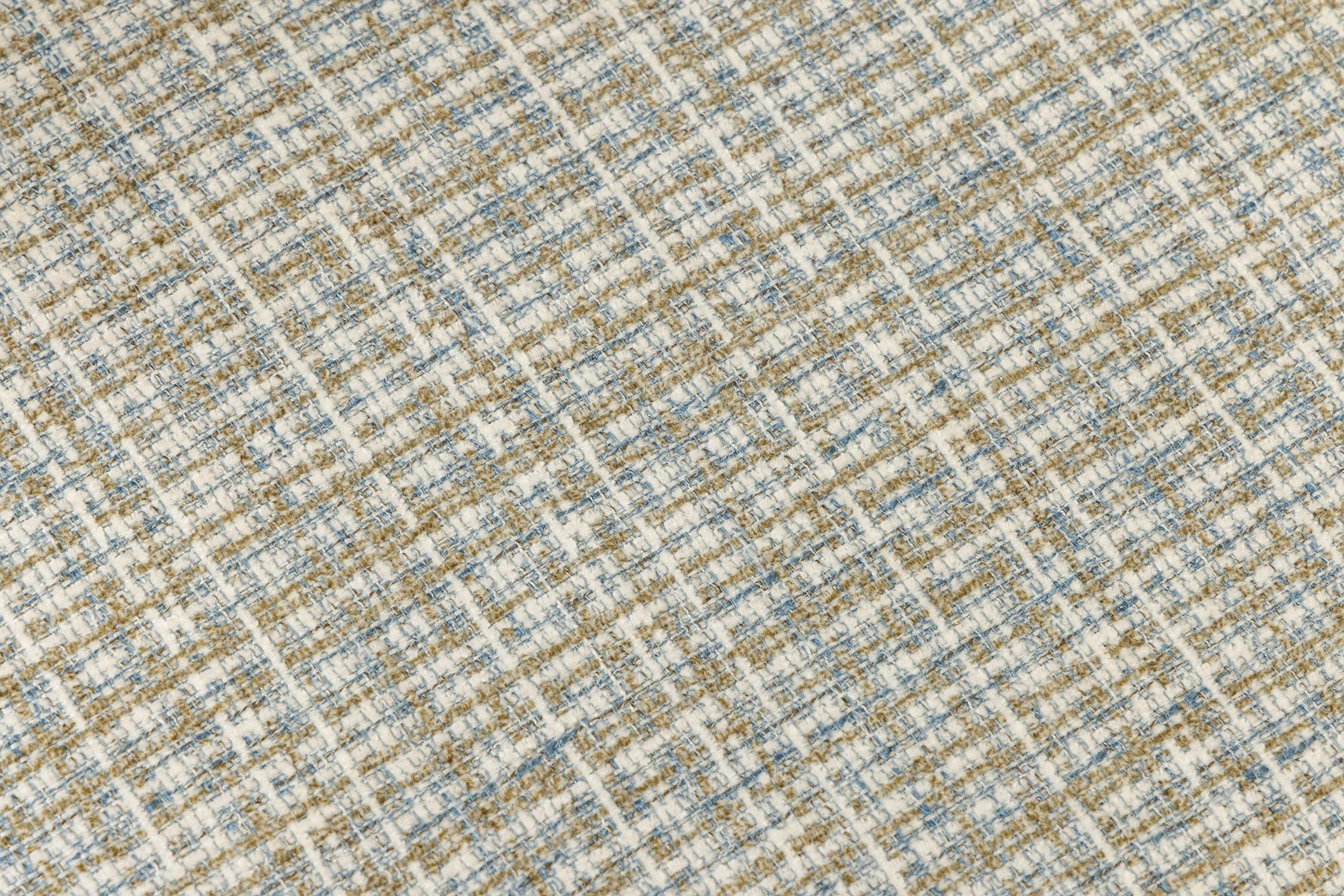 Chaise de salle à manger Blanc Bleu à carreaux Bouclé Métal sans accoudoirs Textur, Dekoration für Zuhause, Leinen, Teppich, Gewebt