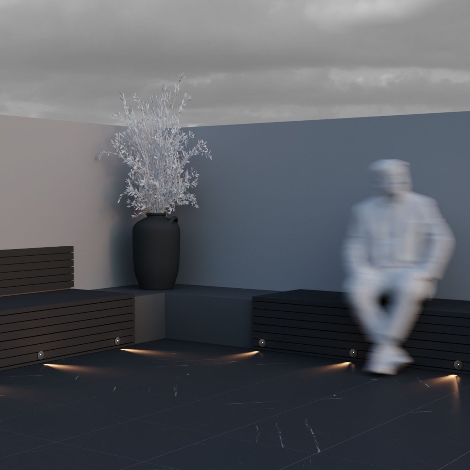 LED Wand Einbauleuchte Aluminium IP54 3000 K warmweiß Fußboden, Erwachsener, Männlich, Mann, Person