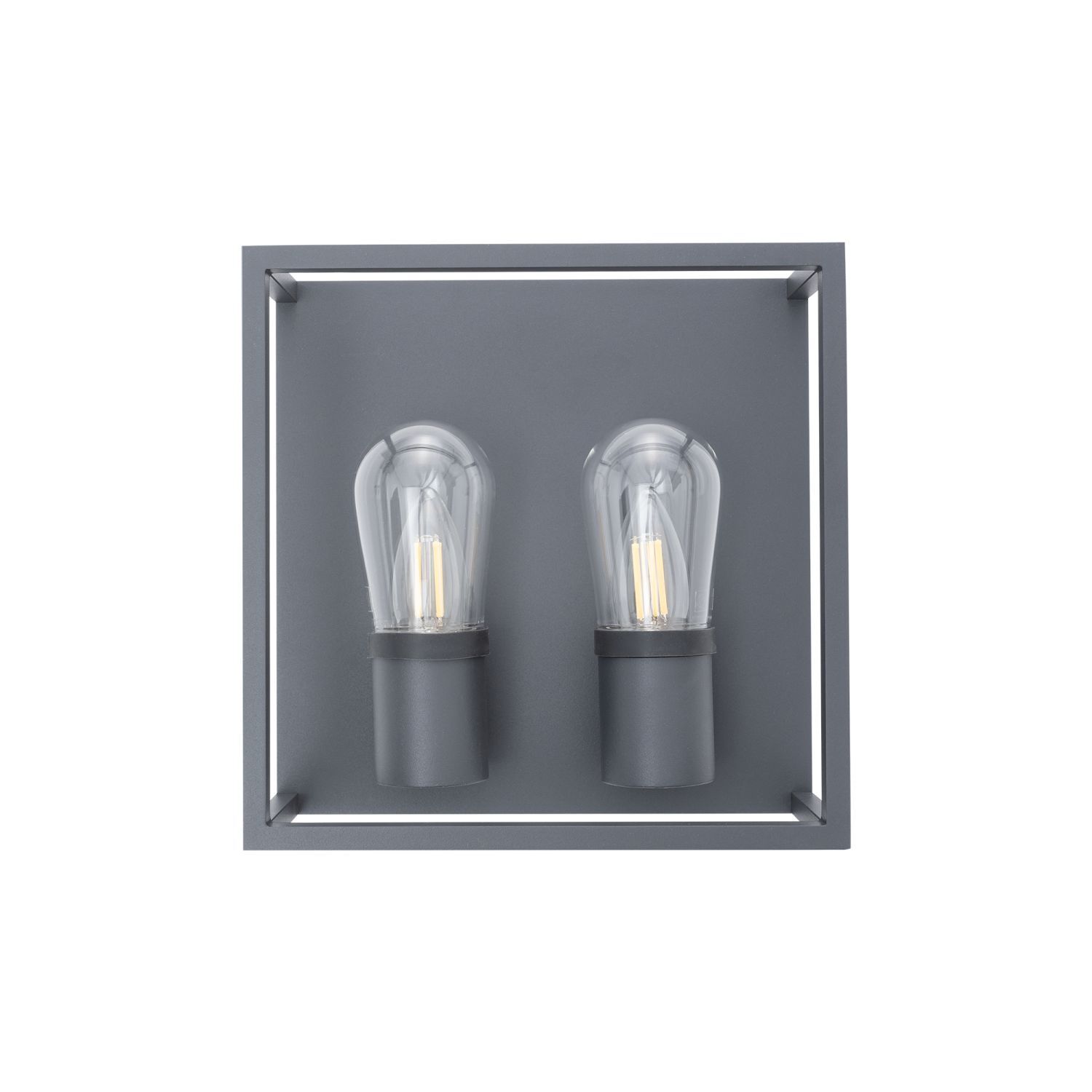 Wandleuchte außen 2-flammig IP54 Graphit E14 Glas Aluminium