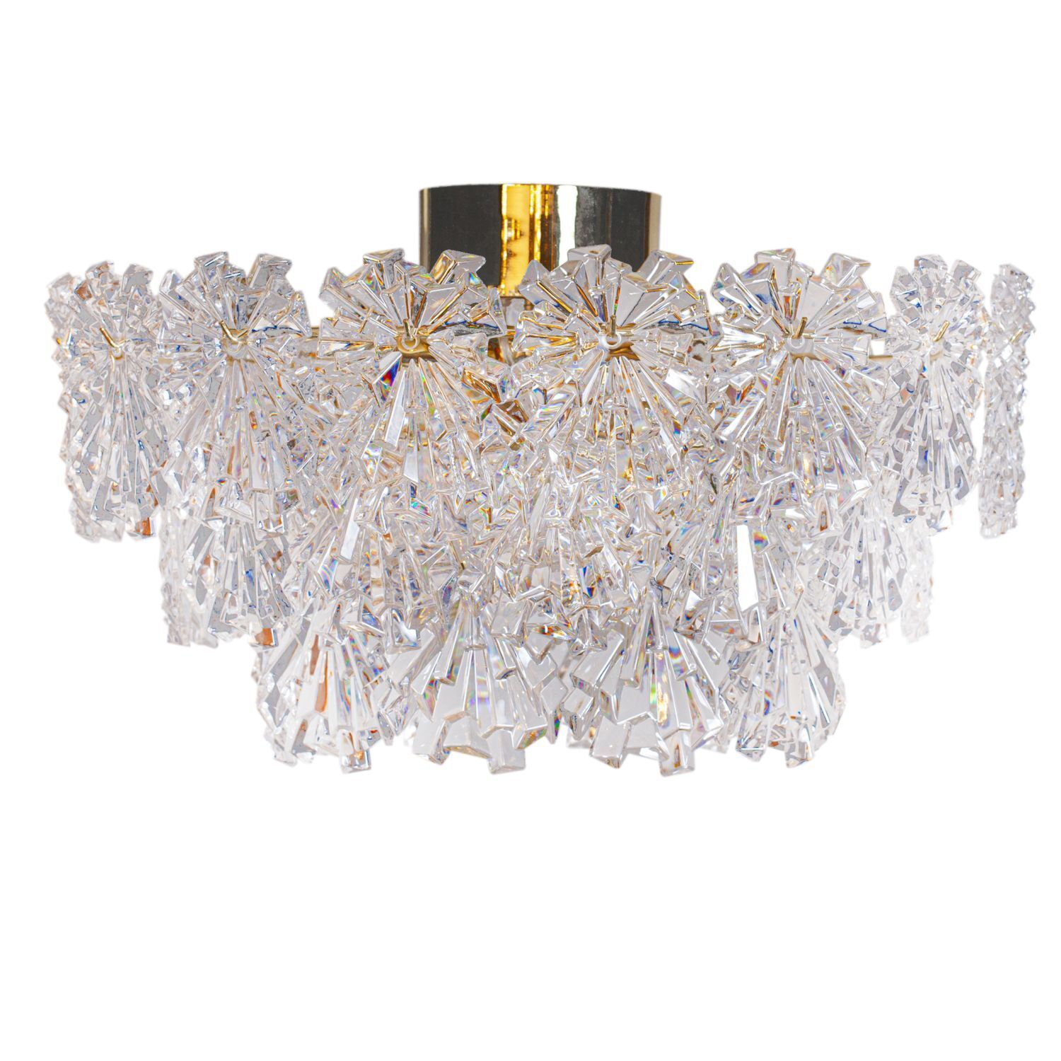 Deckenlampe Kristall 51,5 cm breit in Gold 3-flammig E14