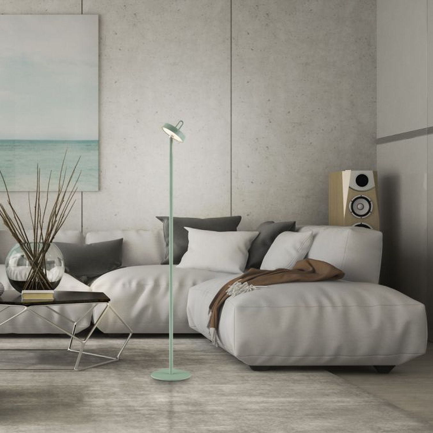 Lampadaire LED rechargeable Vert Dimmer Touch IP44 125,2 cm Lampe, Mobiliar, Stehlampe, Couch