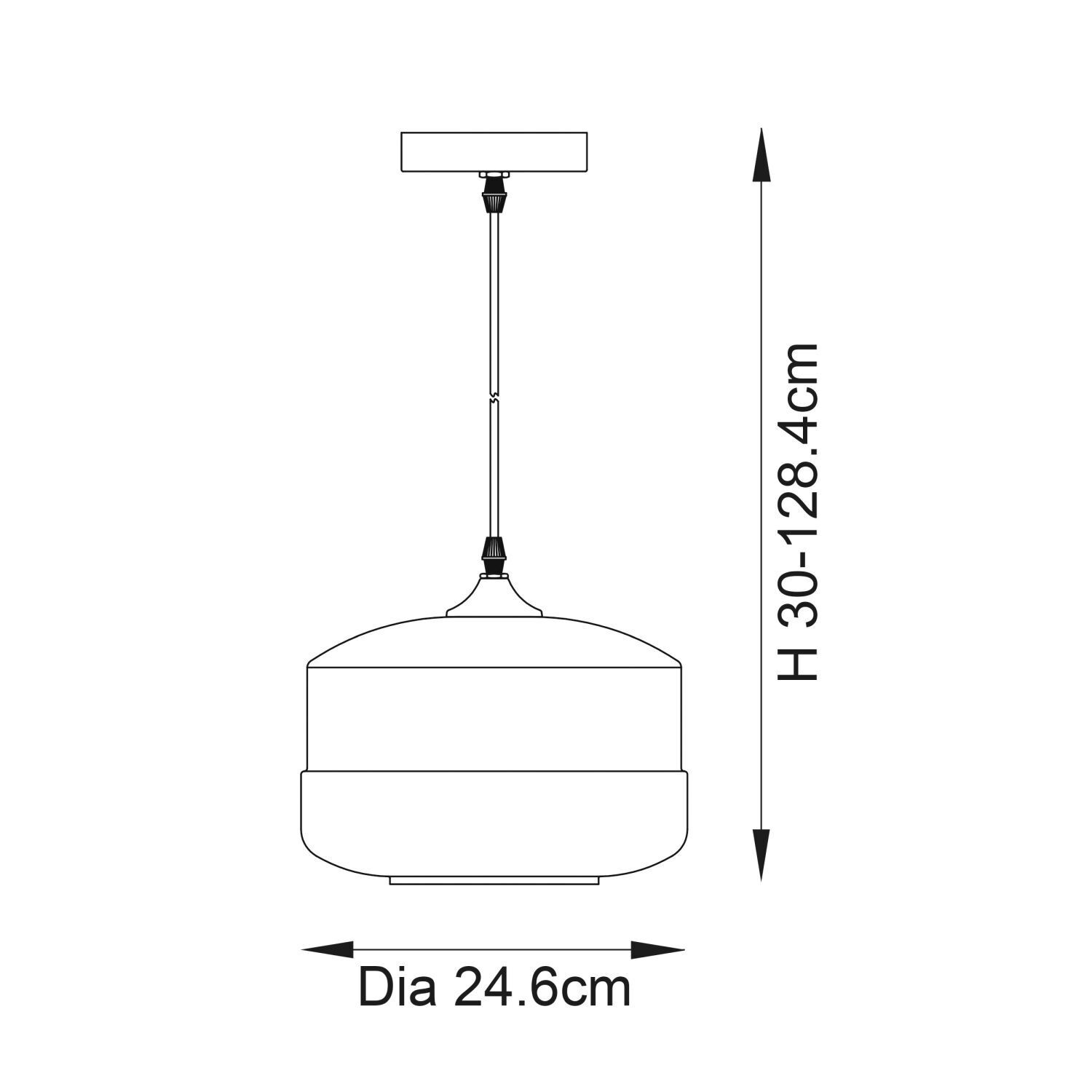 Lampe à suspendre verre fumé métal Ø 24,6cm rond noir cuivre E27