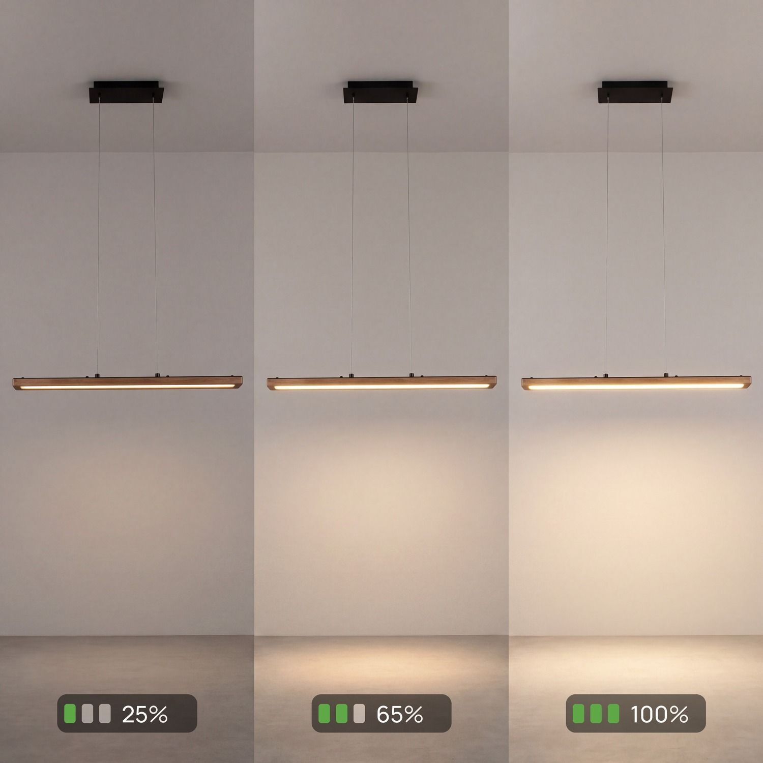 LED Pendelleuchte dimmbar Holz Aluminium 70 cm 3000 K hängelampe, pendelleuchte, LED-Leuchte, moderne Beleuchtung, dreifach