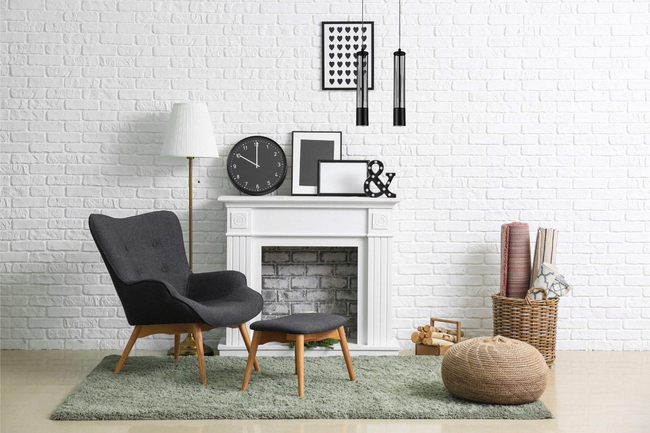 Lampe à suspendre décorative en métal GU10 35 cm de long noir Dekoration für Zuhause, Mobiliar, Drinnen, Innenarchitektur