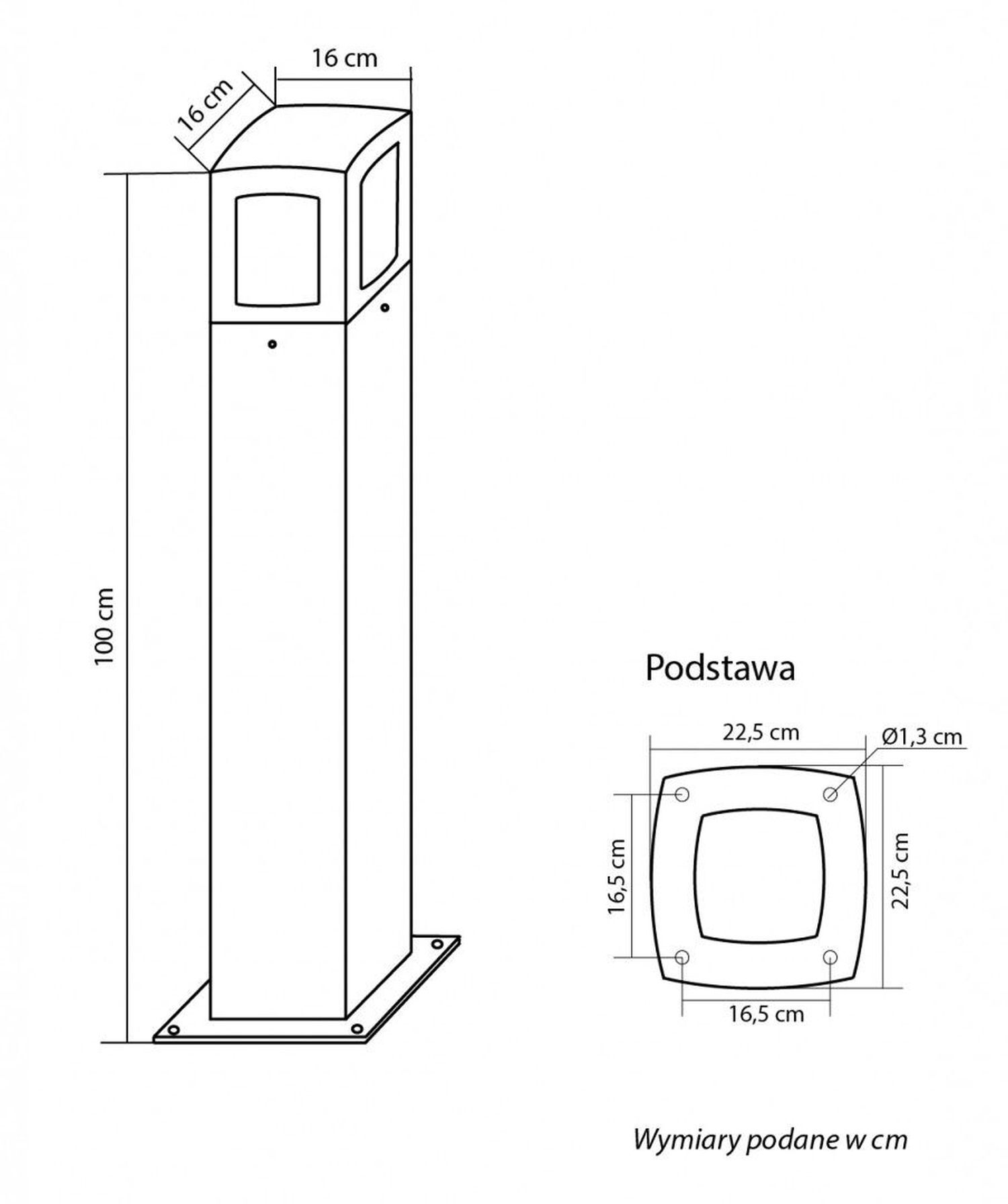 Kleine Wegeleuchte Dunkelgrau Aluminium E27 IP65 100 cm Diagramm, Handlung