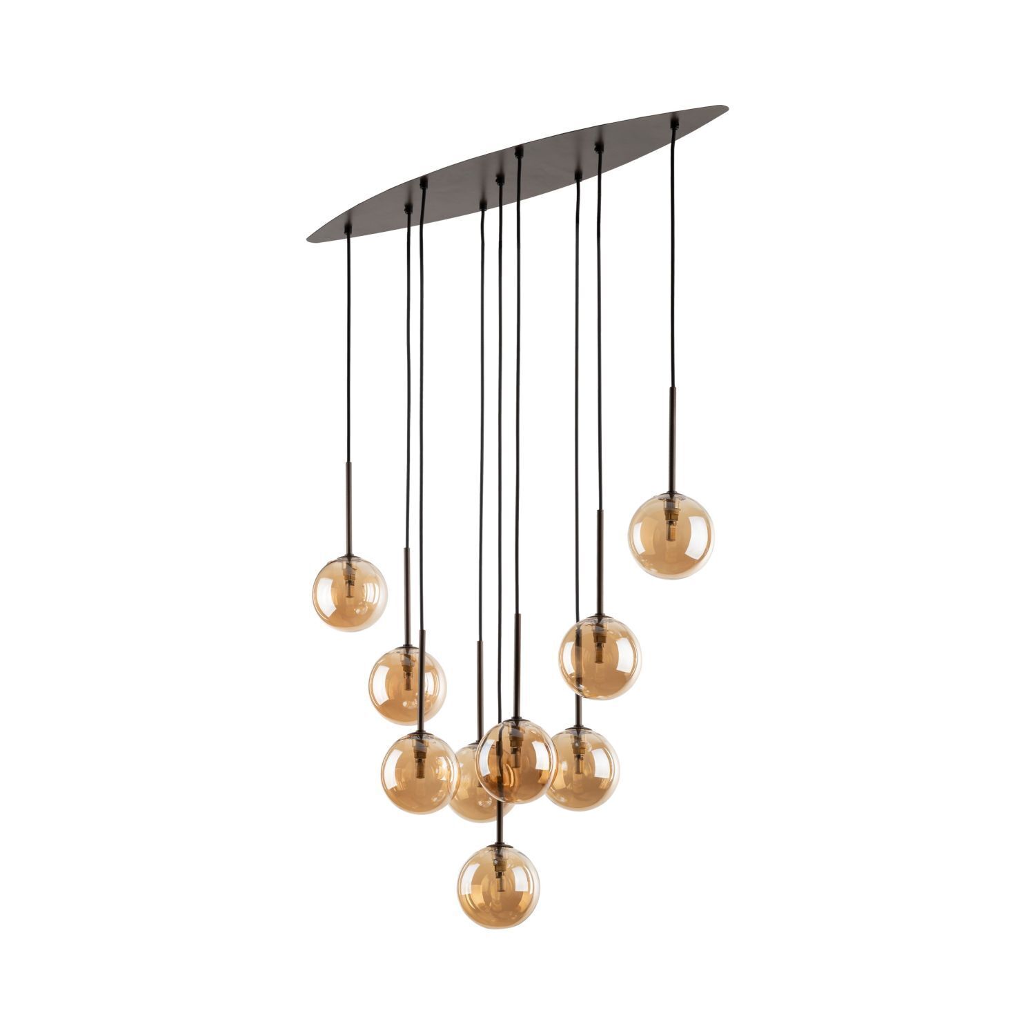 Hängeleuchte, Kugelpendel, Glasball, LED-Lampe, Schwarze Kabel