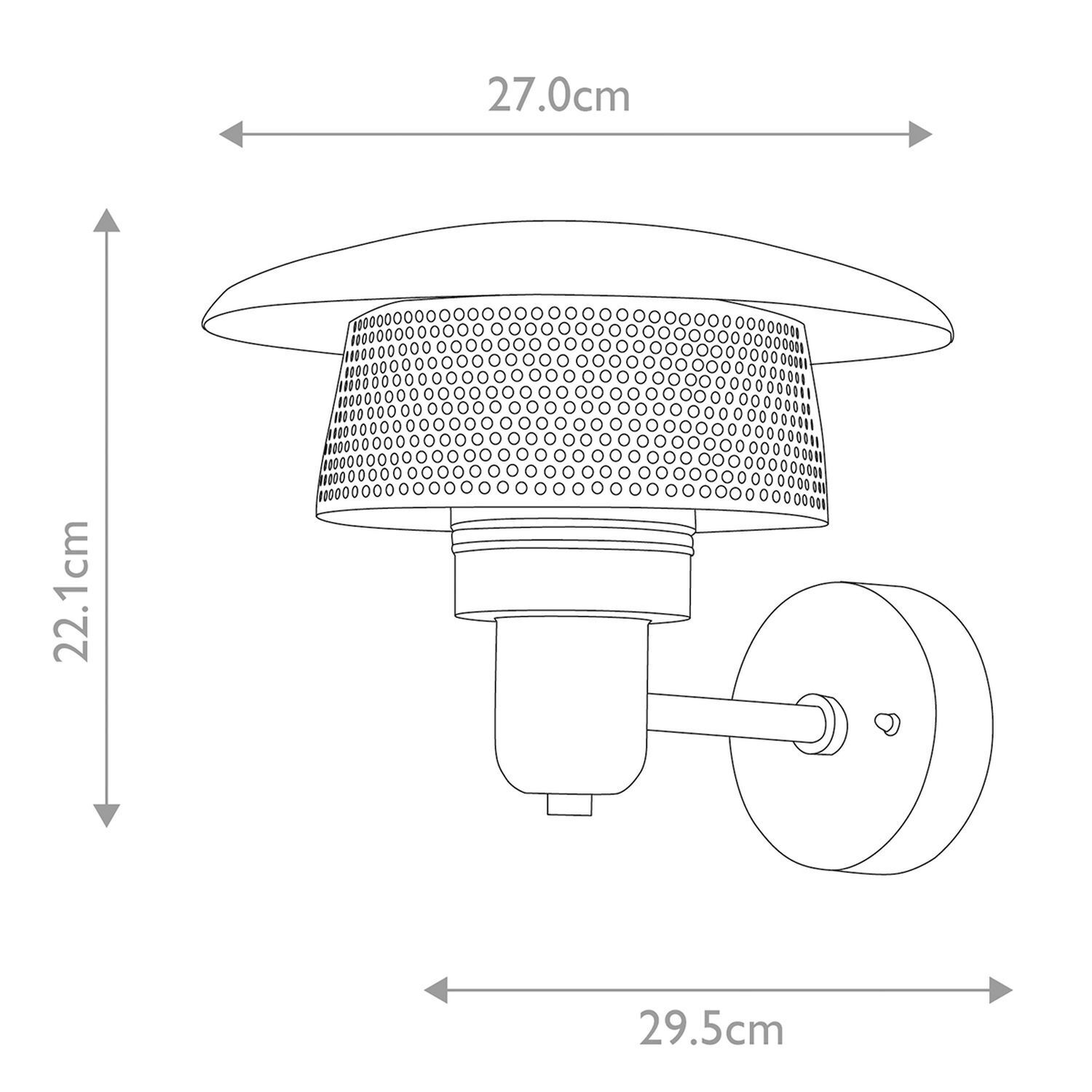 Wandleuchte außen Edelstahl Glas E27 IP44 27 cm breit Wandleuchte, Außenlampe, Messing-Optik, Perforierte Abdeckung, Wandmontage