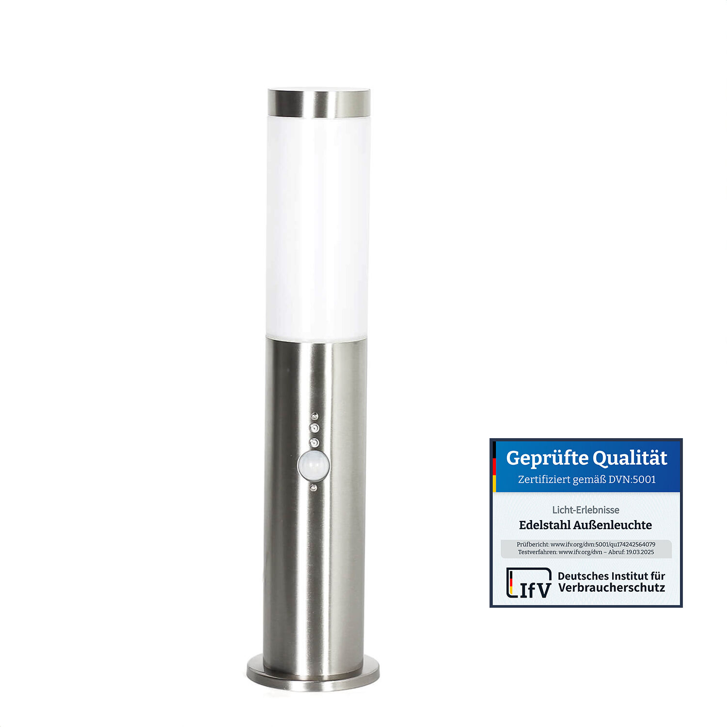 Außenleuchte mit Bewegungsmelder Edelstahl IP44 Lampe, Zylinder