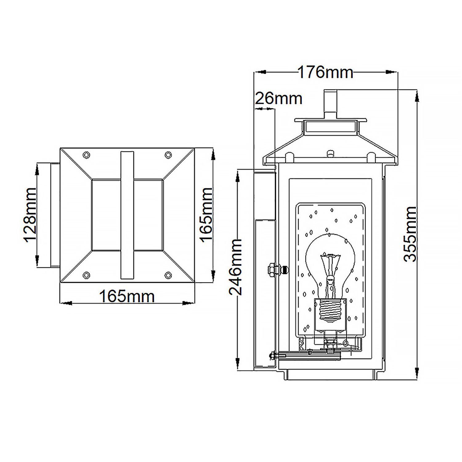 Applique extérieure E27 hauteur 35,5 cm IP44 noir