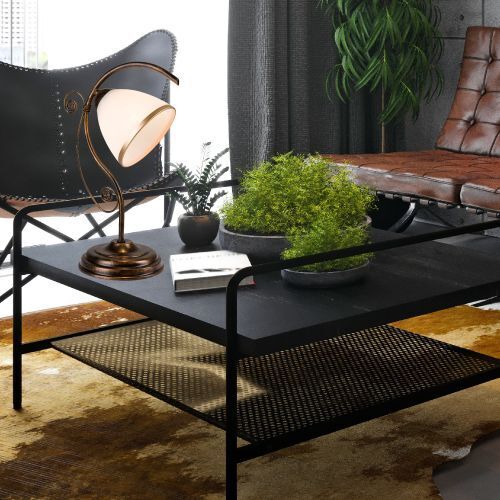 Lampe de table en verre Shabby Noir H:39cm Lampe ancienne