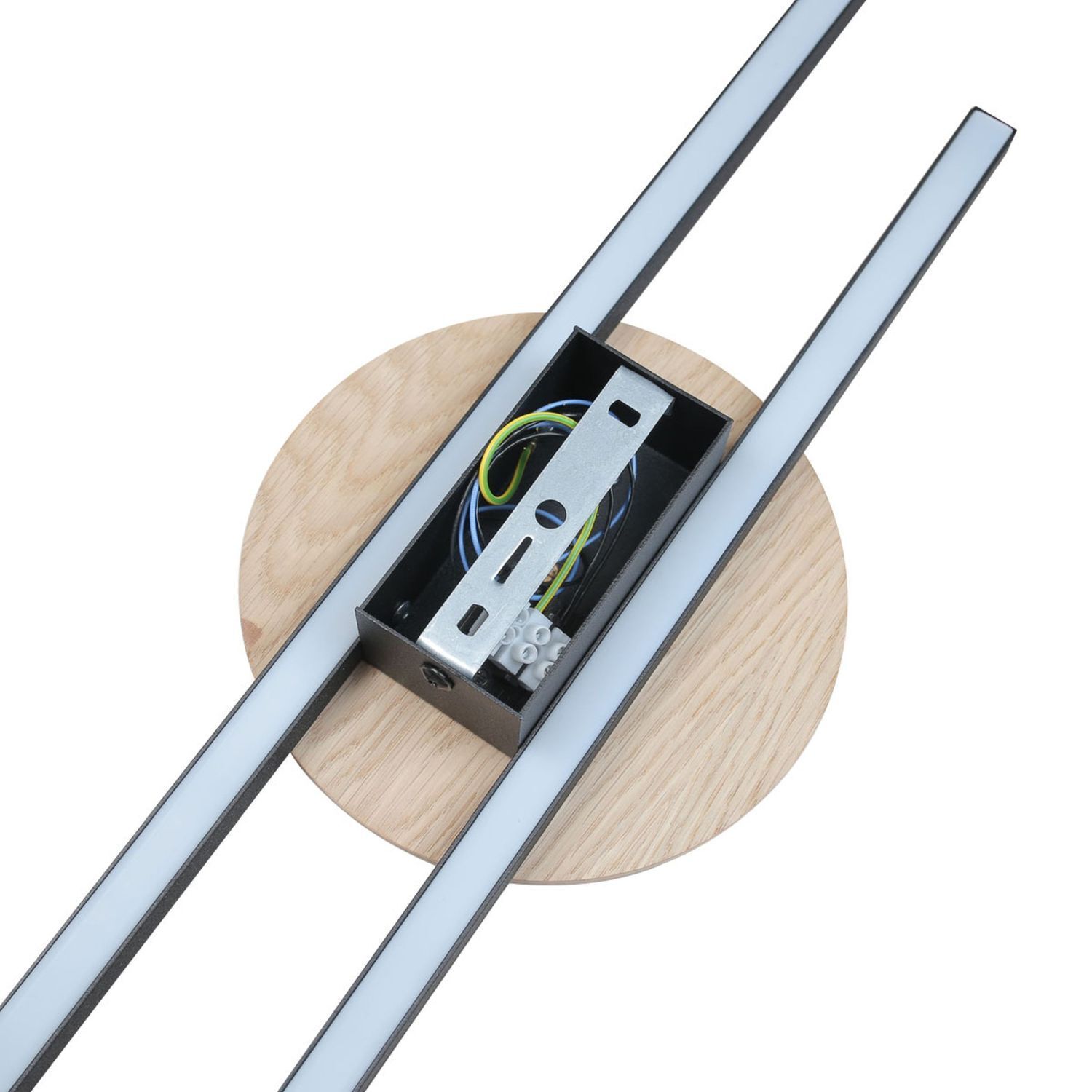 Applique LED indirecte 3000 K Noir Nature Métal Bois Moderne