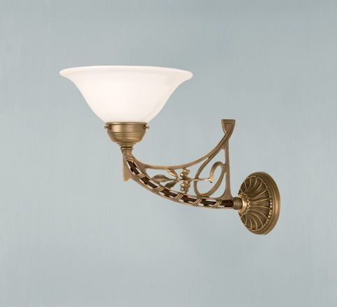 Wandlampe Berliner Messing Glas T:39 cm E27 Jugendstil