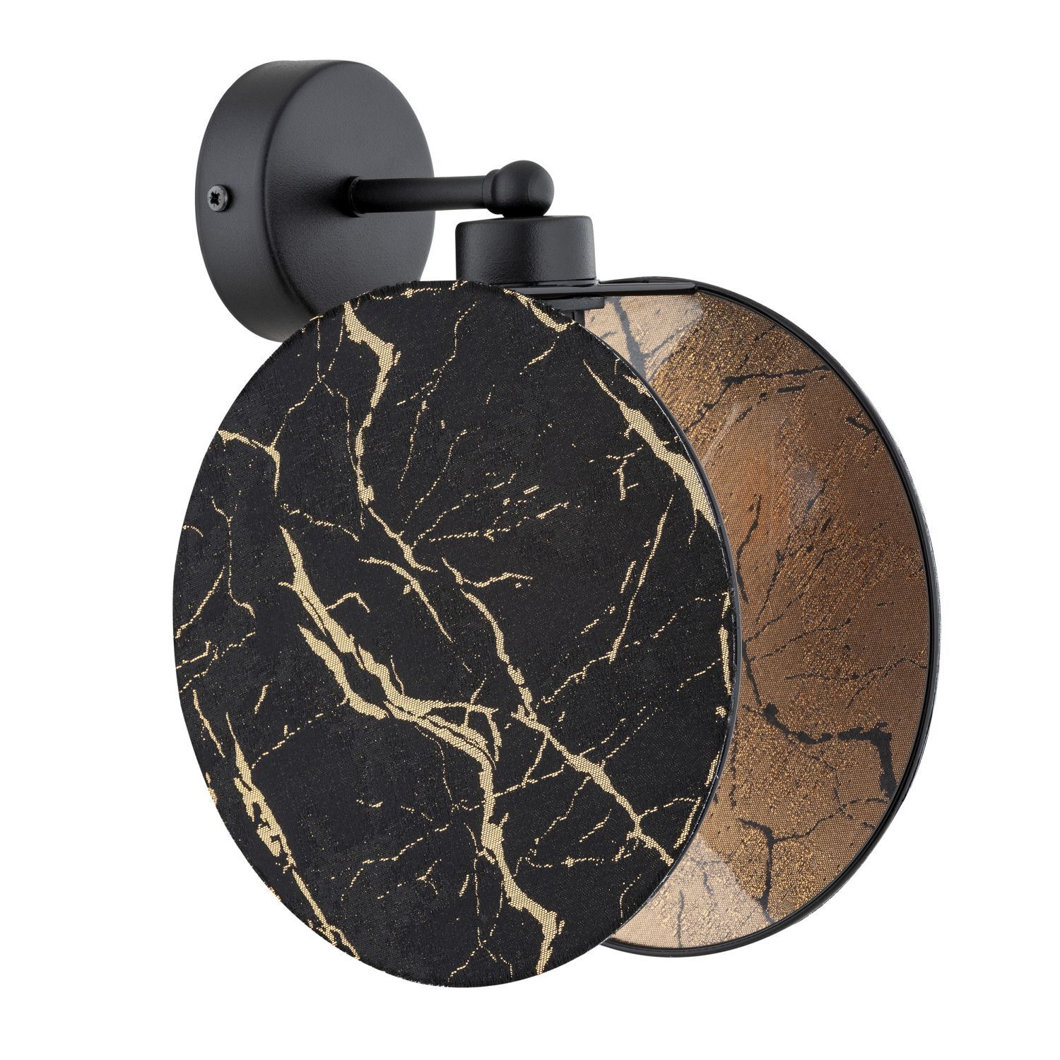 Applique murale aspect marbre Ø 20 cm rond noir or E27 Munition, Granate, Waffe