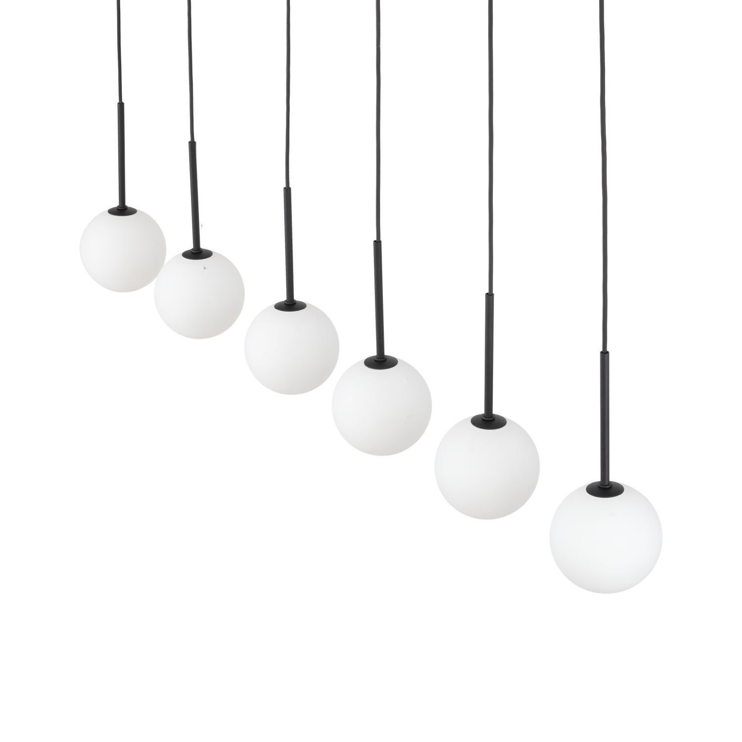 Pendelleuchte B: 122 cm Glas Metall Schwarz Weiß 6x G9