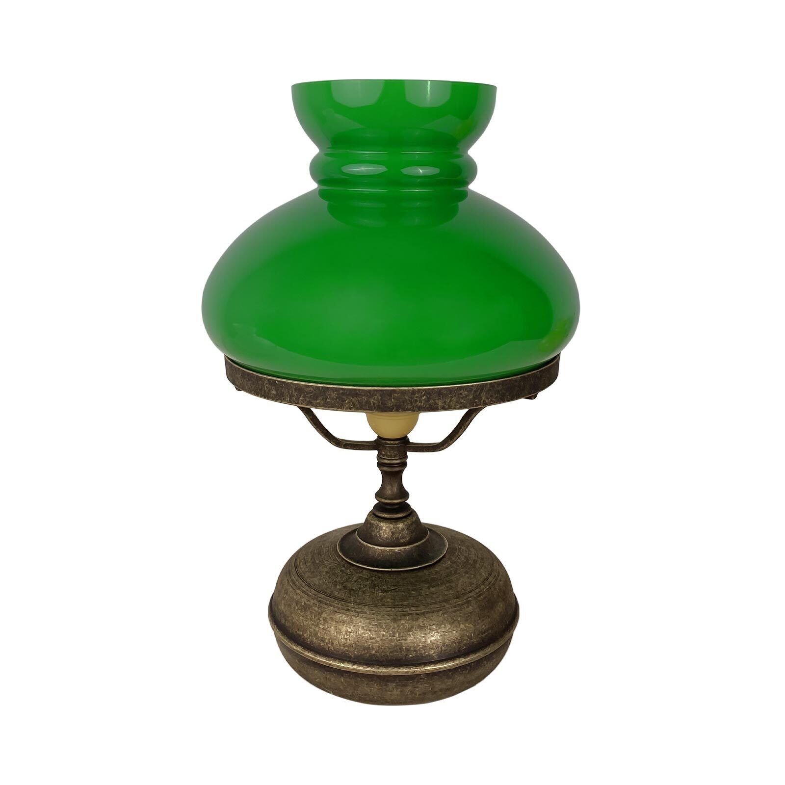 Lampe de table verre laiton H : 36,5 cm E27 en bronze vert antique Lampe, Lampenschirm