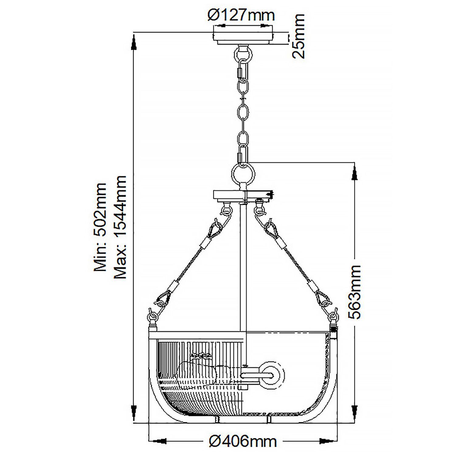 Suspension verre métal rond Ø 40,6 cm 3x E27 Vintage