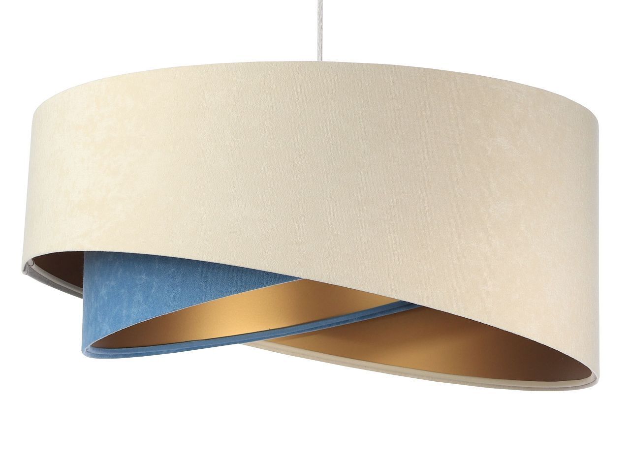 Lampe à suspendre Moderne Ø 50 cm Tissu Crème Bleu Or E27