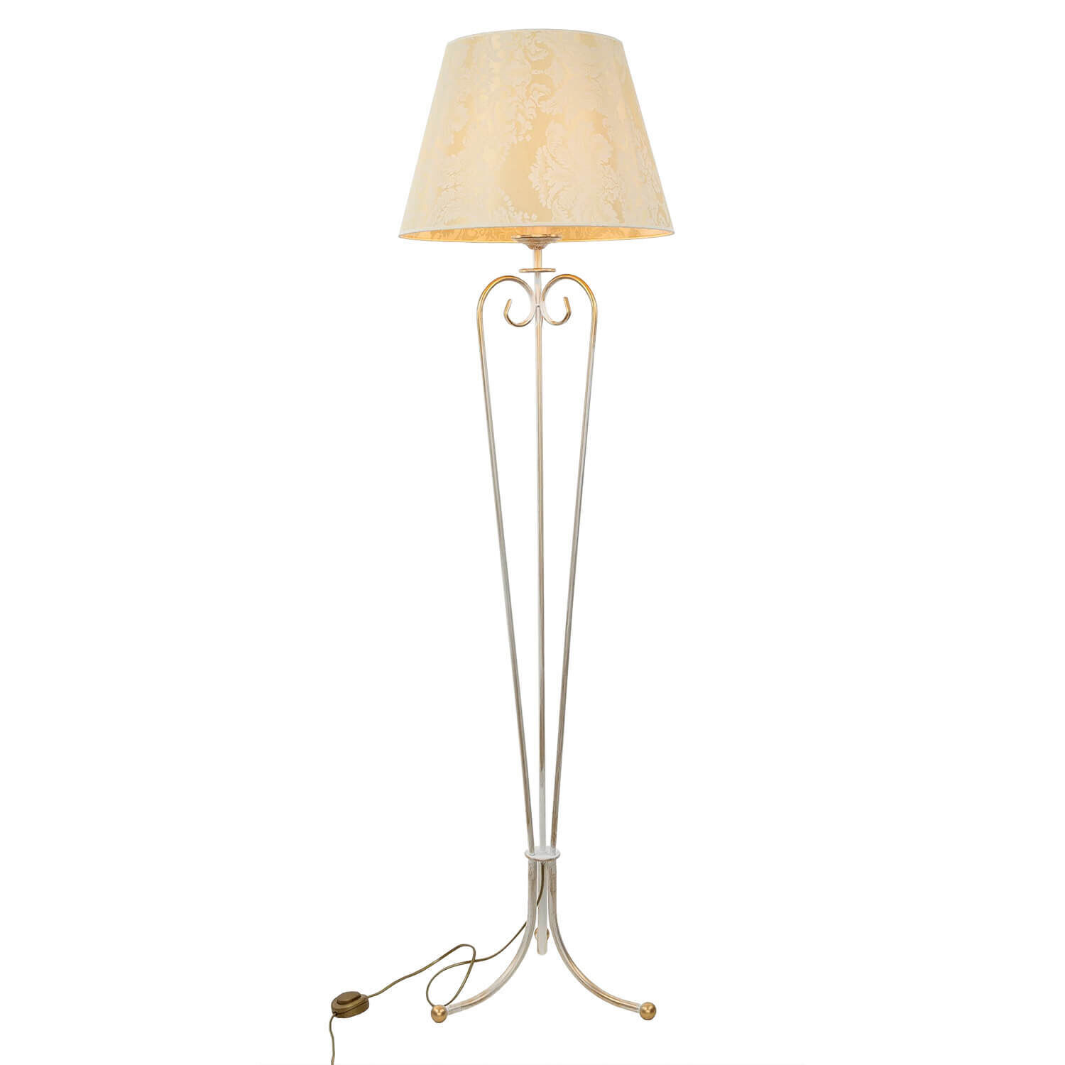 Stehlampe GANARA 158cm Barock Muster Shabby Gold Lampe, Lampenschirm