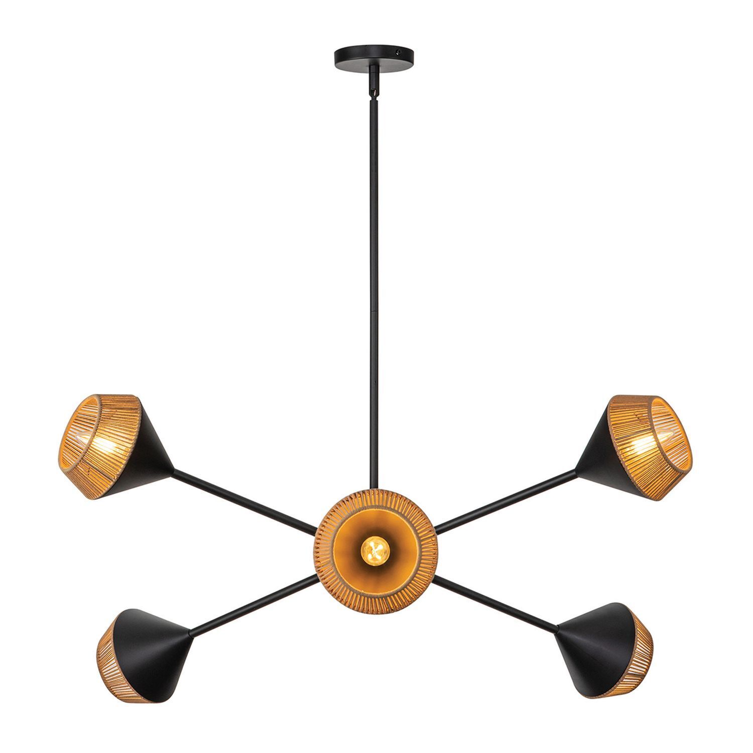 Suspension Métal Câble H : max. 162,5 cm Noir Beige E14 Leuchter, Lampe, Deckenventilator, Elektrisches Gerät, Leuchte