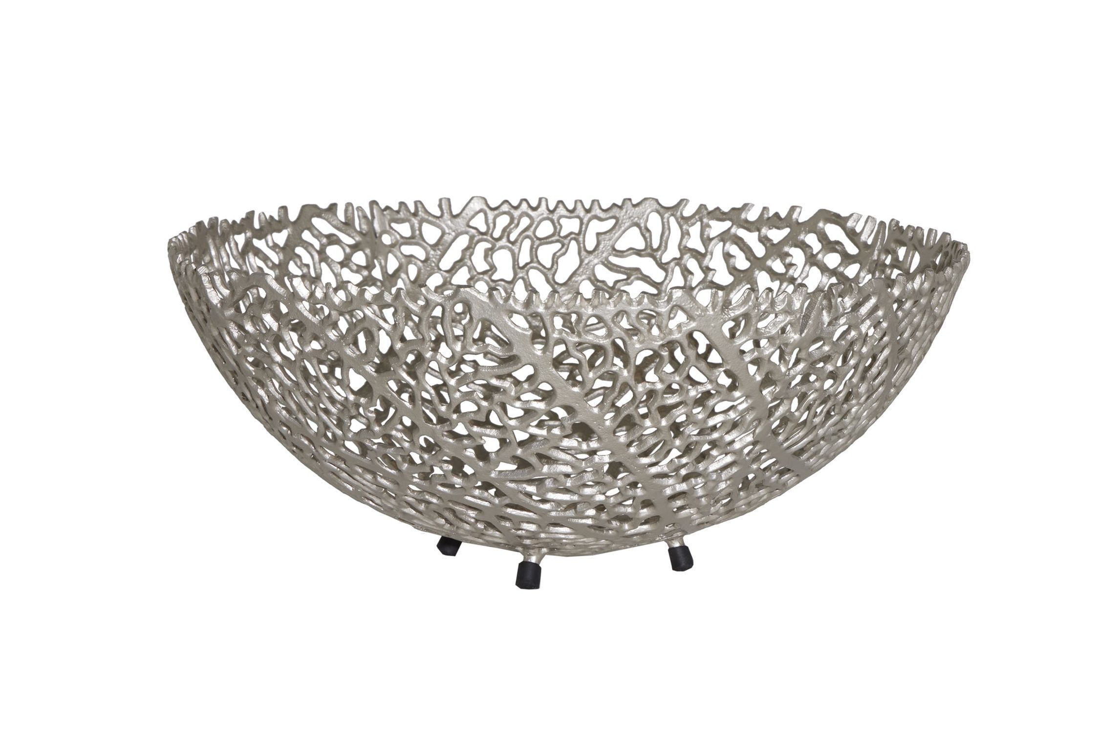 Coupelle décorative en métal ronde Ø 46 cm travail manuel en argent