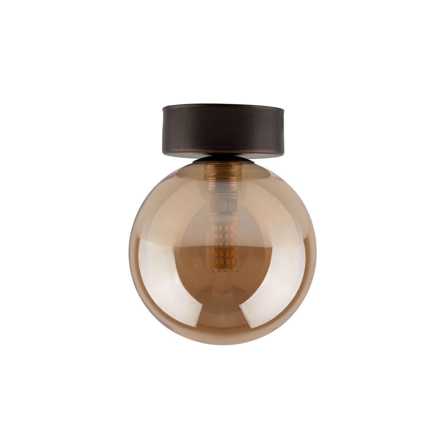 Deckenlampe Kugel klein Ø 12 cm H: 15 cm Rauchglas Metall G9 Flasche, Kosmetik, Parfüm