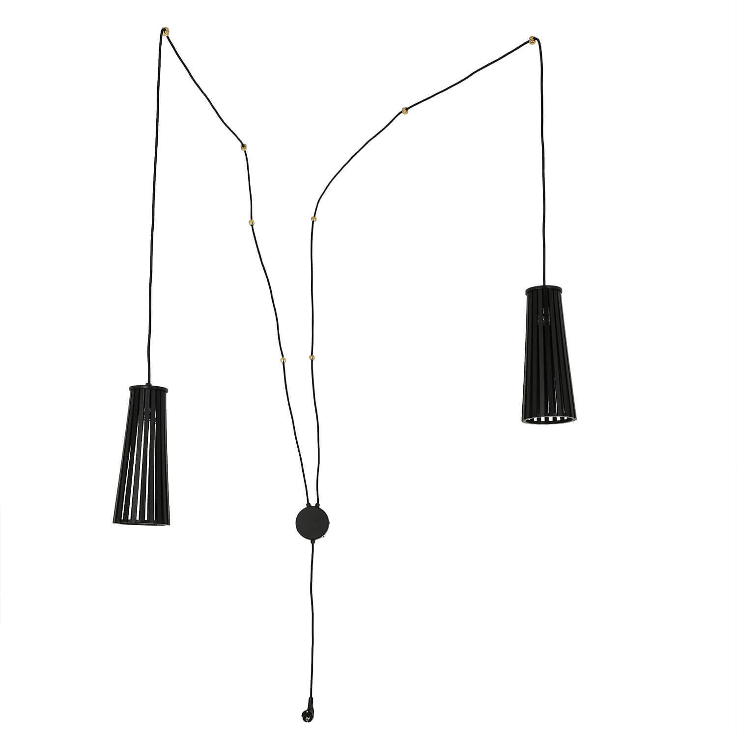 Hängeleuchte, schwarzes Kabel, hängende Lampe, Draht-Pendelleuchte, Kegel-Schirm