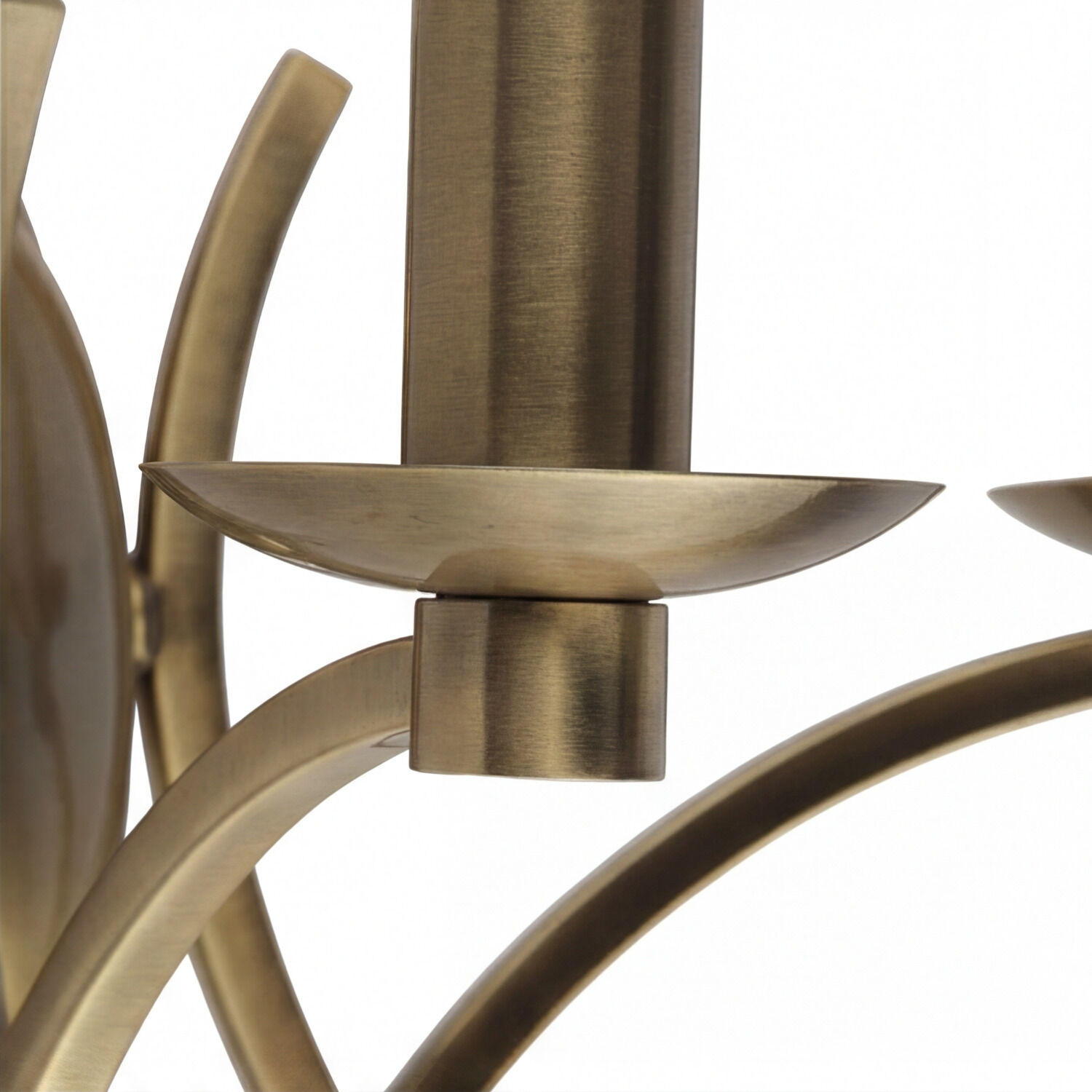 Chan­de­li­er, Messing, Metall, Kerzenhalter, Gehende Kurven