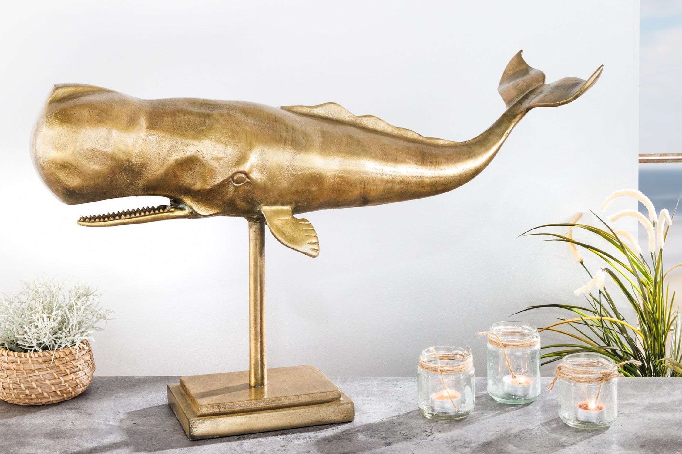 Statue Déco Table en or Wal Design 70 cm de long artisanat