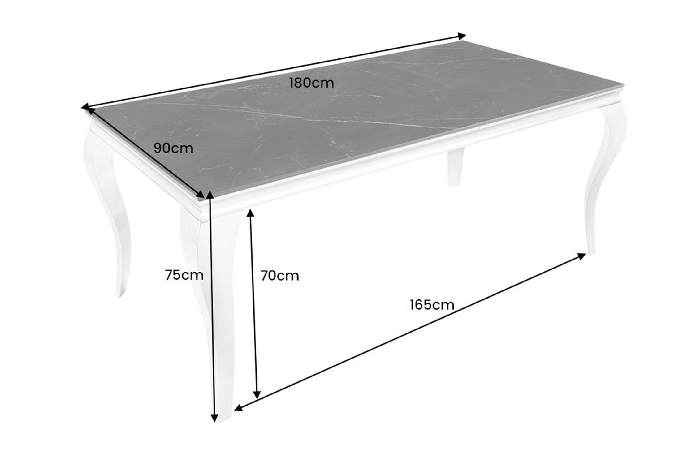 Esstisch Keramik in Schwarz Silber 180 x 90 cm Marmor Optik Kaffeetisch, Mobiliar, Tabelle, Schreibtisch, Esstisch