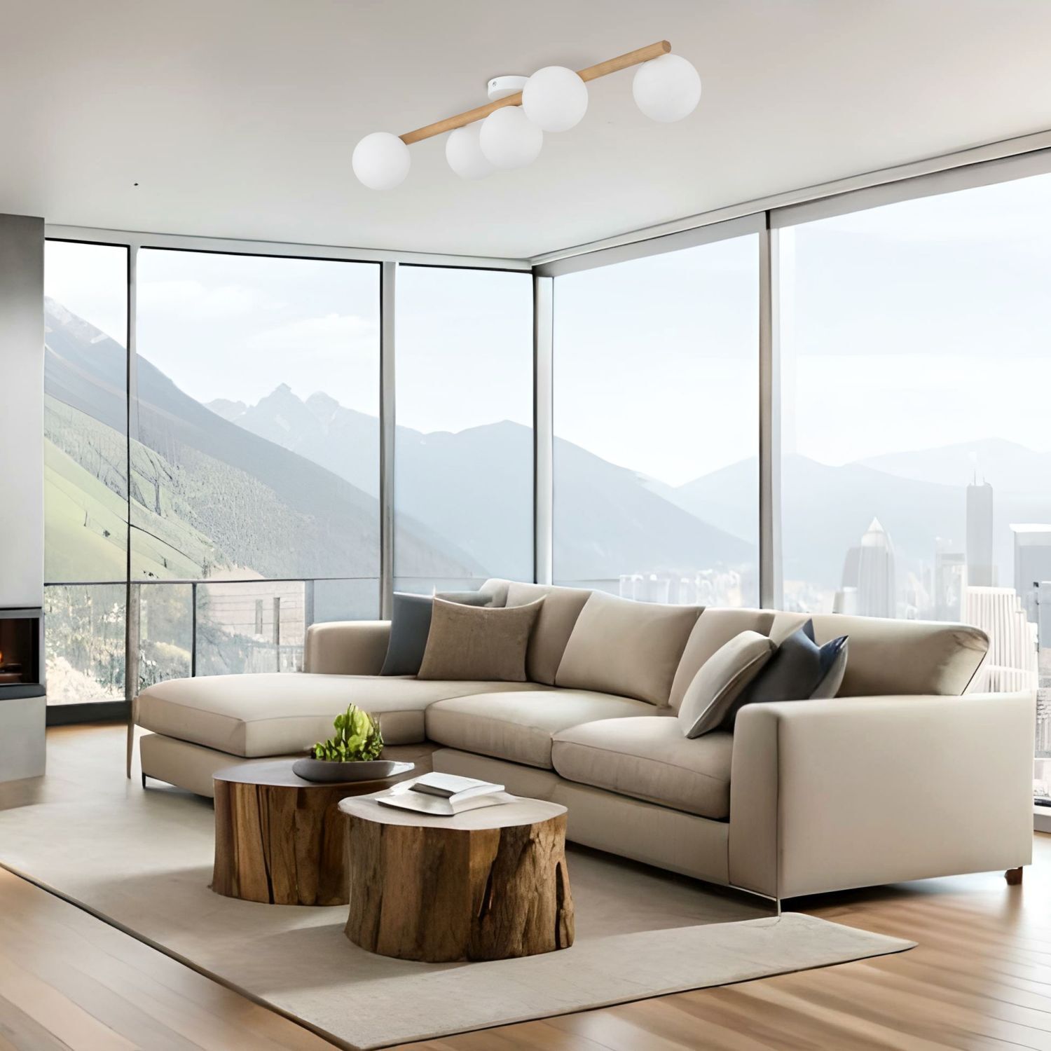 Wohnliche Deckenleuchte G9 5-flammig in Kiefer blendarm Kaffeetisch, Tabelle, Dekoration für Zuhause, Innenarchitektur, Wohnzimmer