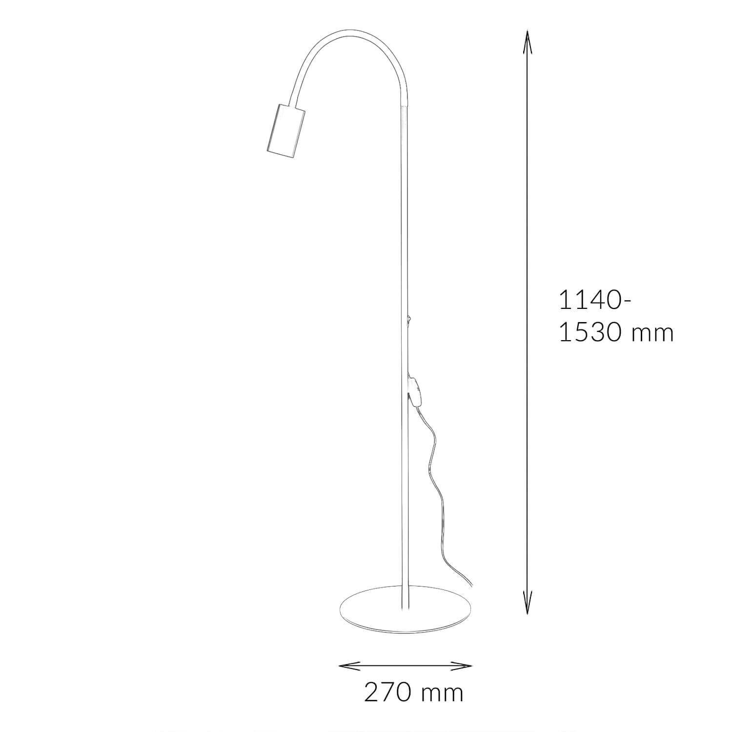 Weiße Stehleuchte Metall 153 cm flexibel