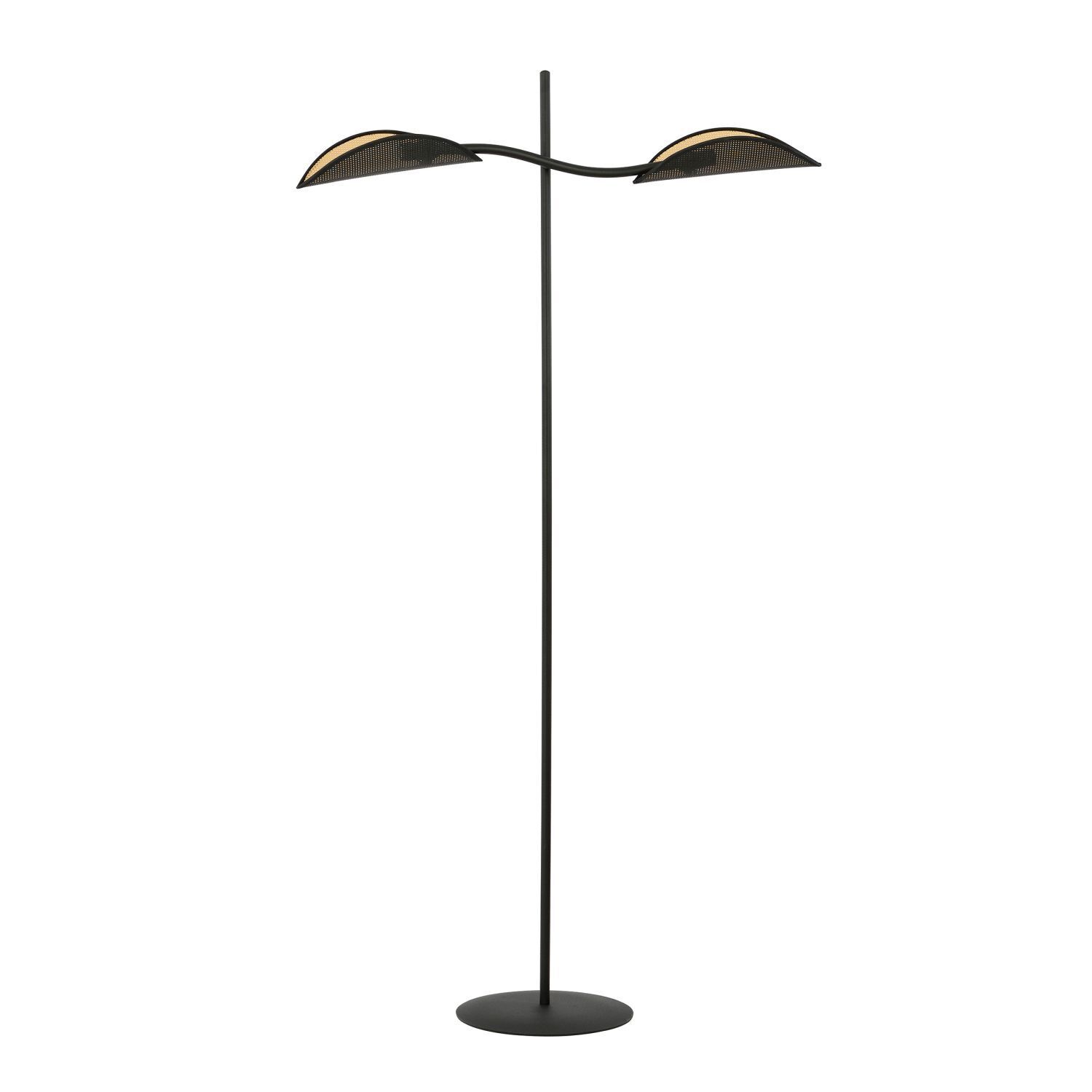Lampadaire tissu métal 150 cm petit bras pivotant noir or Lampe
