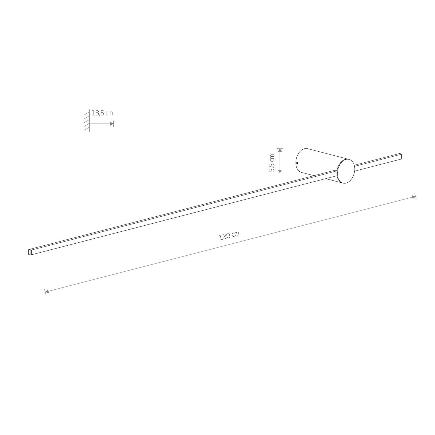 LED Wandlampe Schwarz H: 120 cm 3000 K 540 lm Aluminium flach