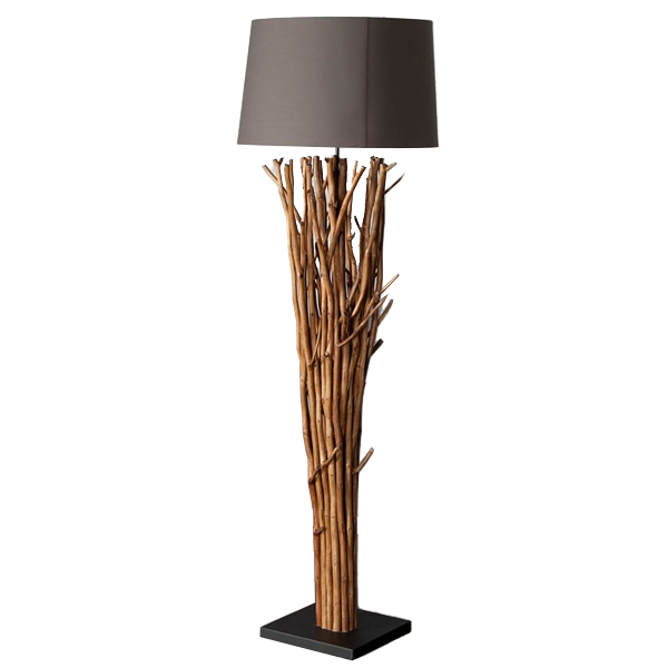 Lampenfuß, Holzstämme, Stehlampe, Holz, Schirm