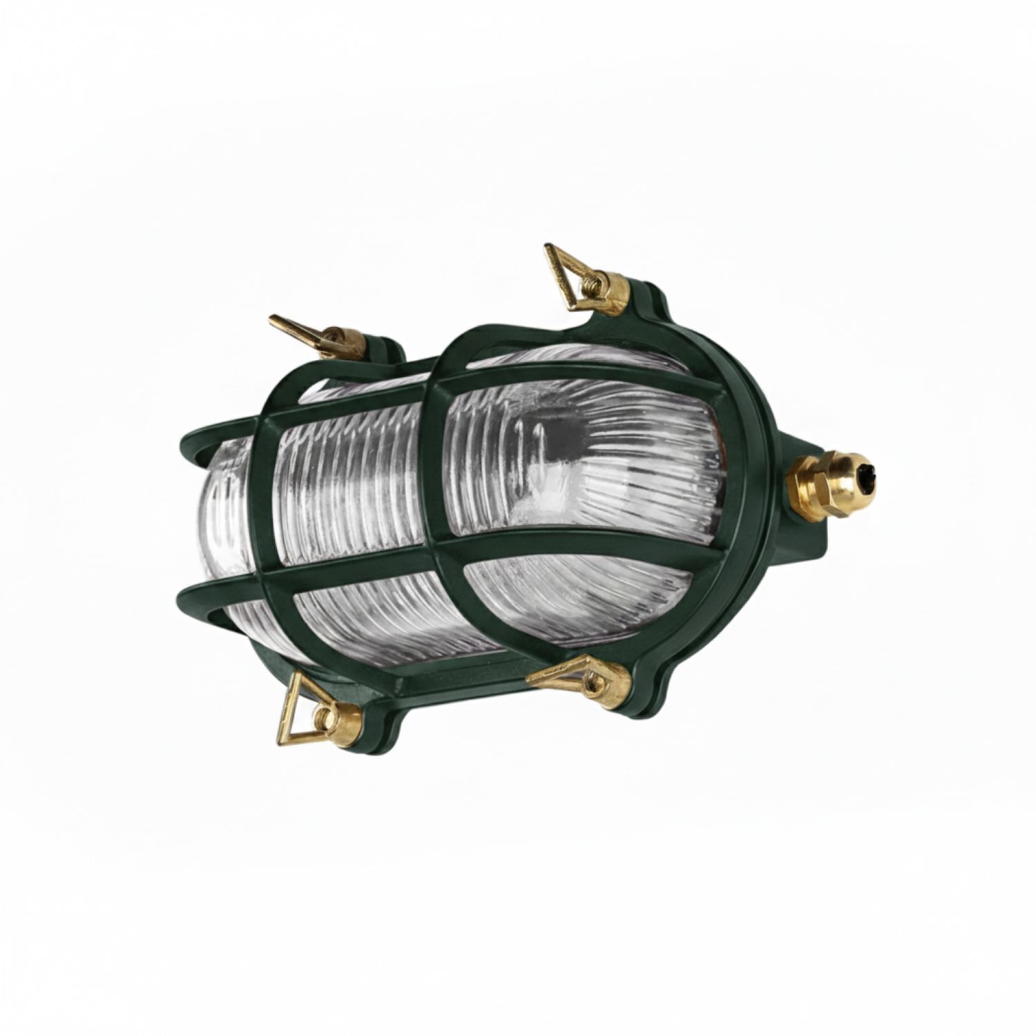 Außenwandlampe Messing Glas E27 IP64 21 cm breit Grün Beleuchtung, Leuchte
