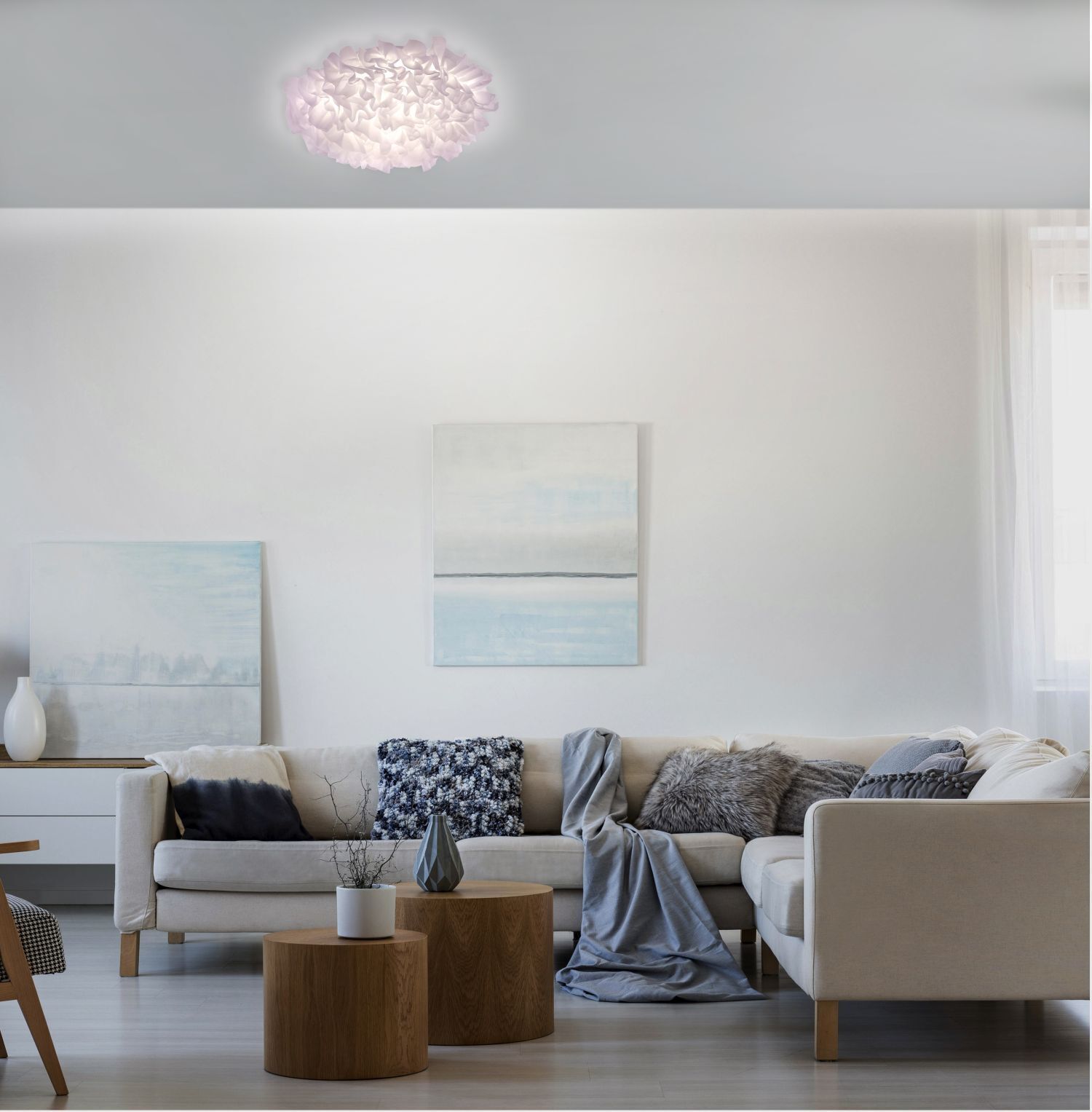Plafonnier LED Tissu Blanc rond Ø50 cm 2700-5000 K