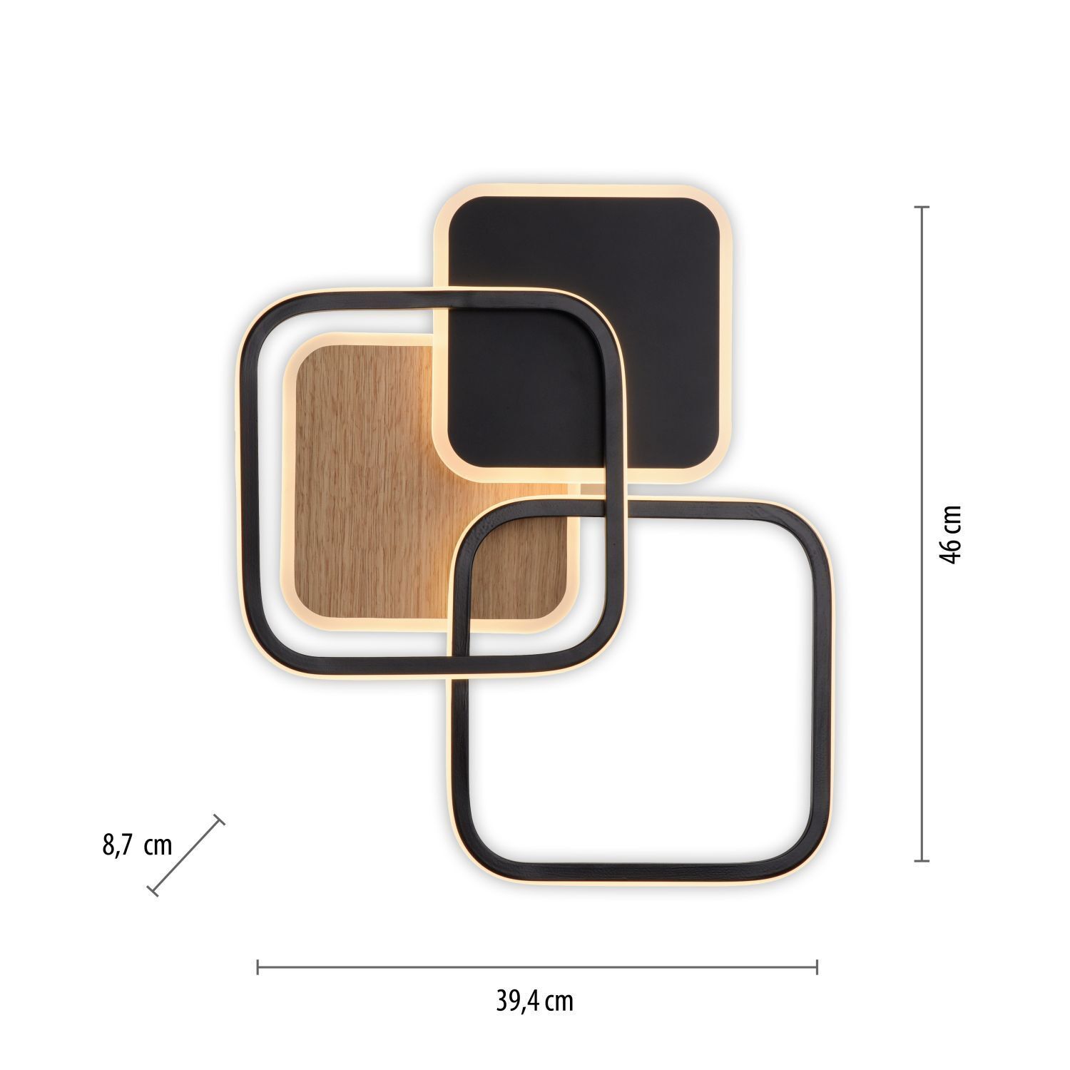 Lampe de plafonnier LED Métal L:46 cm 36 W Noir Naturel Sperrholz, Holz, Mobiliar, Stuhl