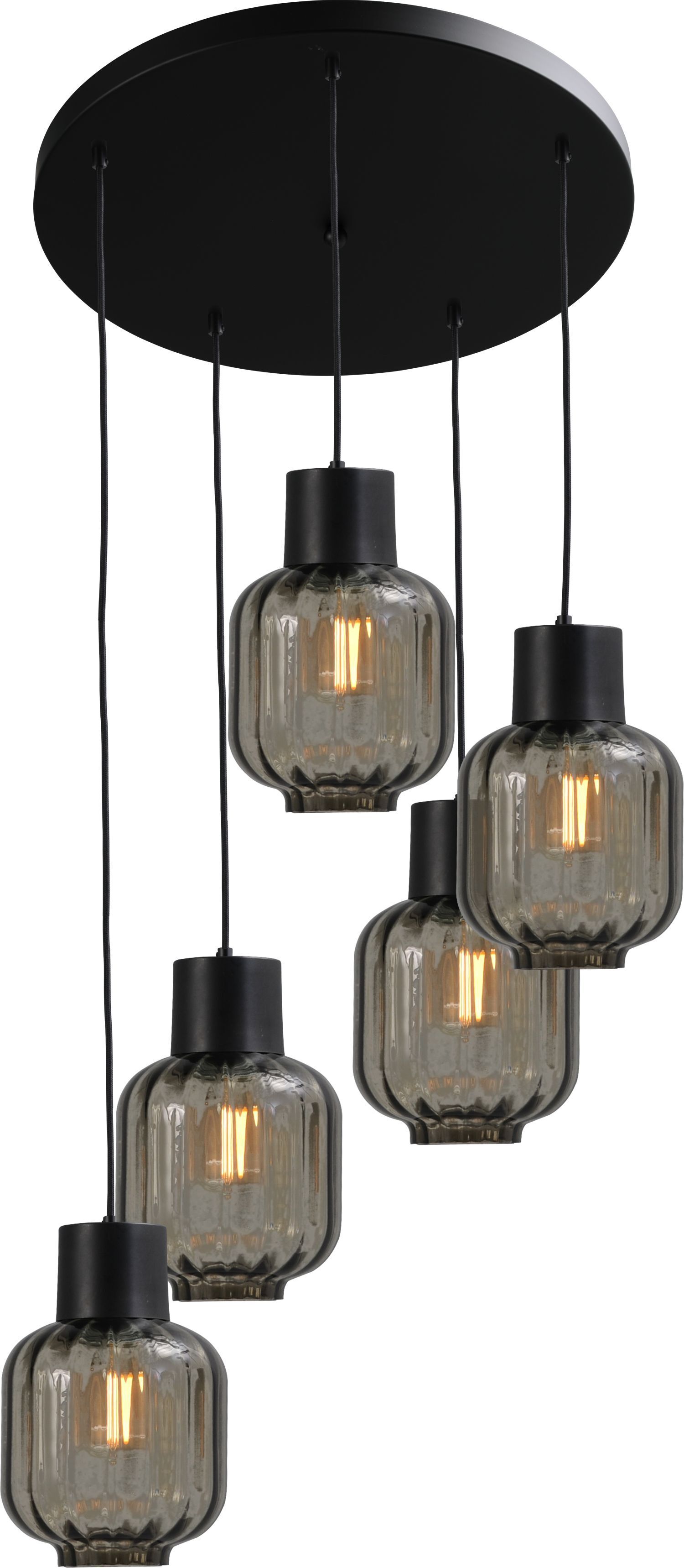 Suspension noire verre fumé métal ajustable