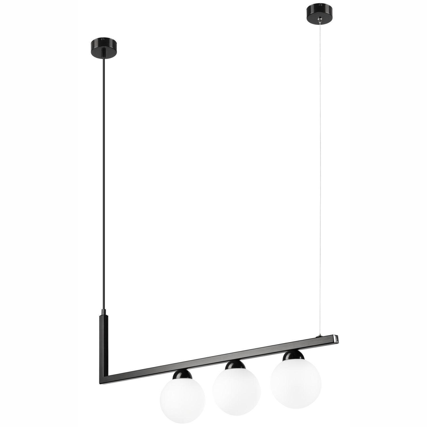 Lampe à suspendre Verre Métal Noir Blanc Abat-jour sphérique 3x G9