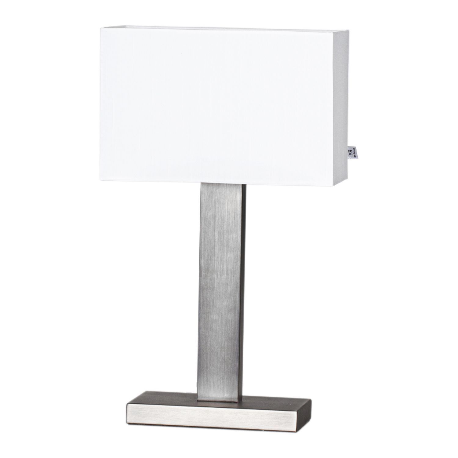 Tischlampe Stoff Metall E27 47 cm in Silber matt Weiß
