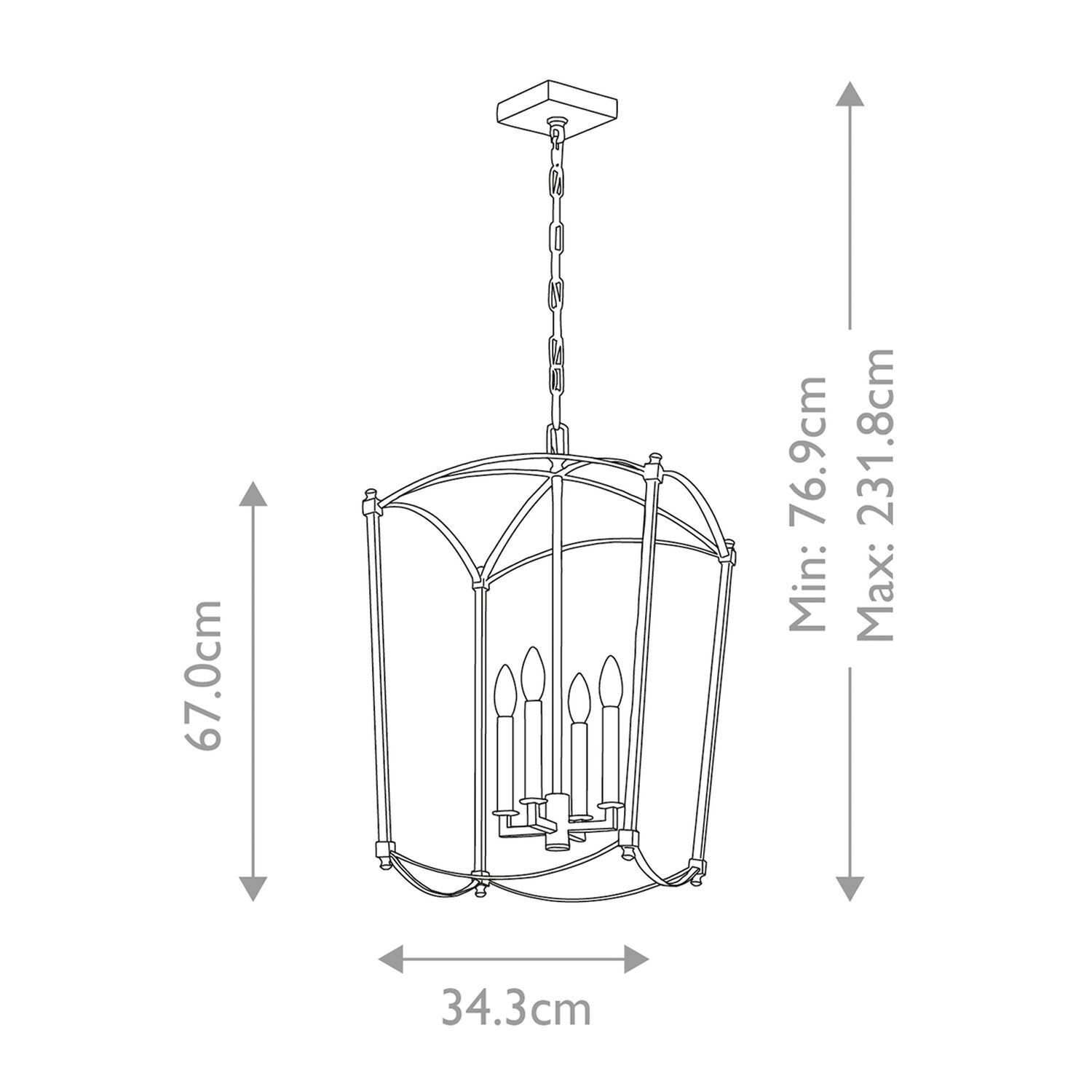 Hängelampe Metall B: 34,3 cm H: max. 231,8 cm E14 ZENOR