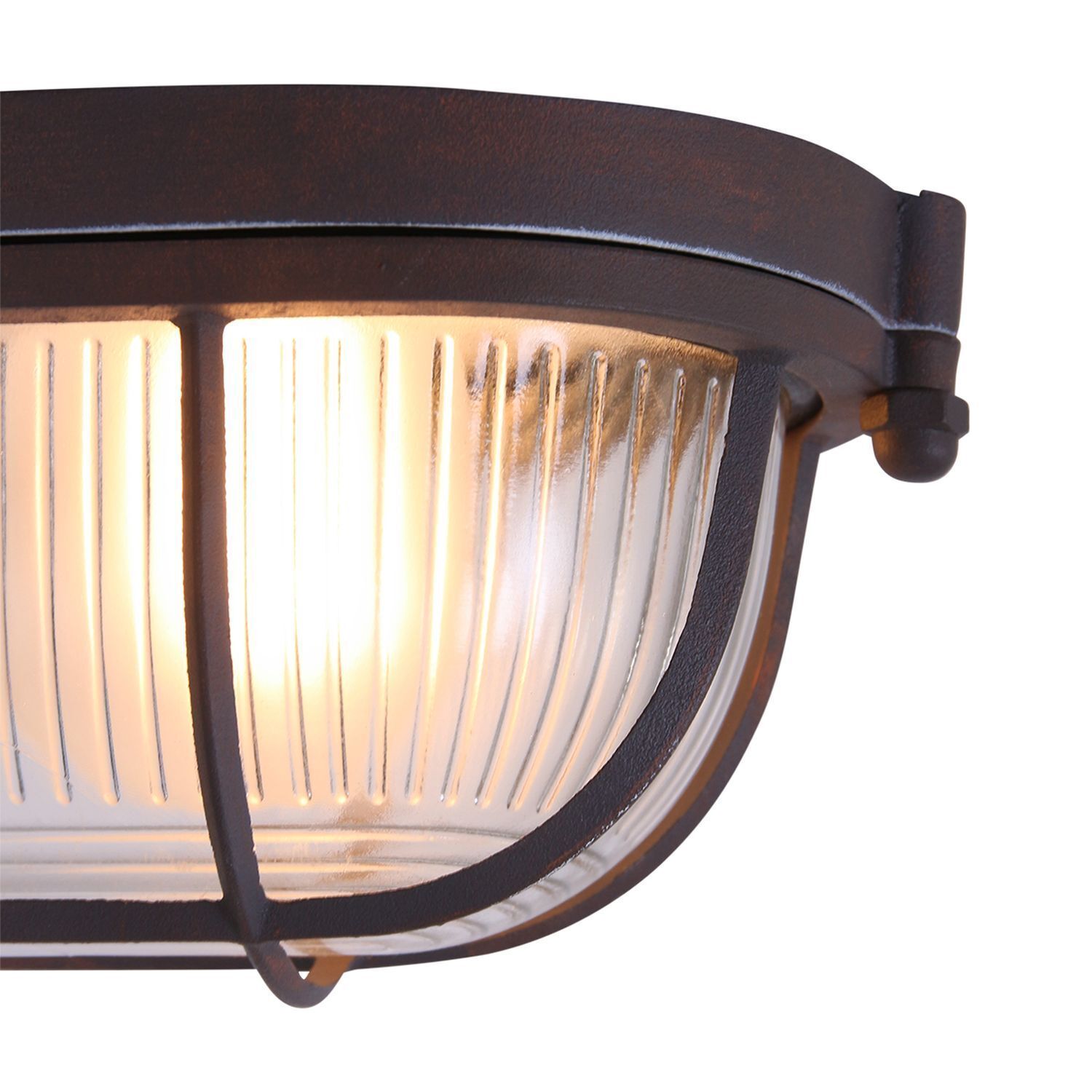 Deckenlampe Riffelglas Metall Braun L:21 cm Industrie