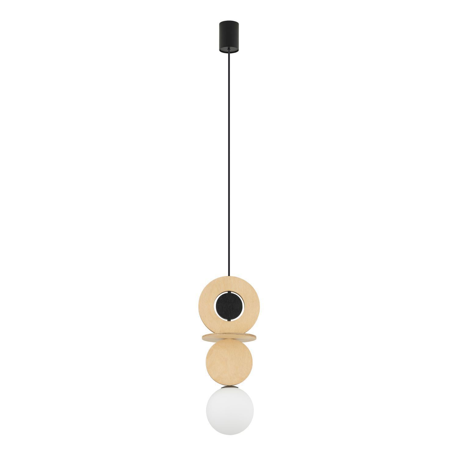 Lampe à suspendre naturelle Boule de verre Bois G9 Ø16 cm ronde