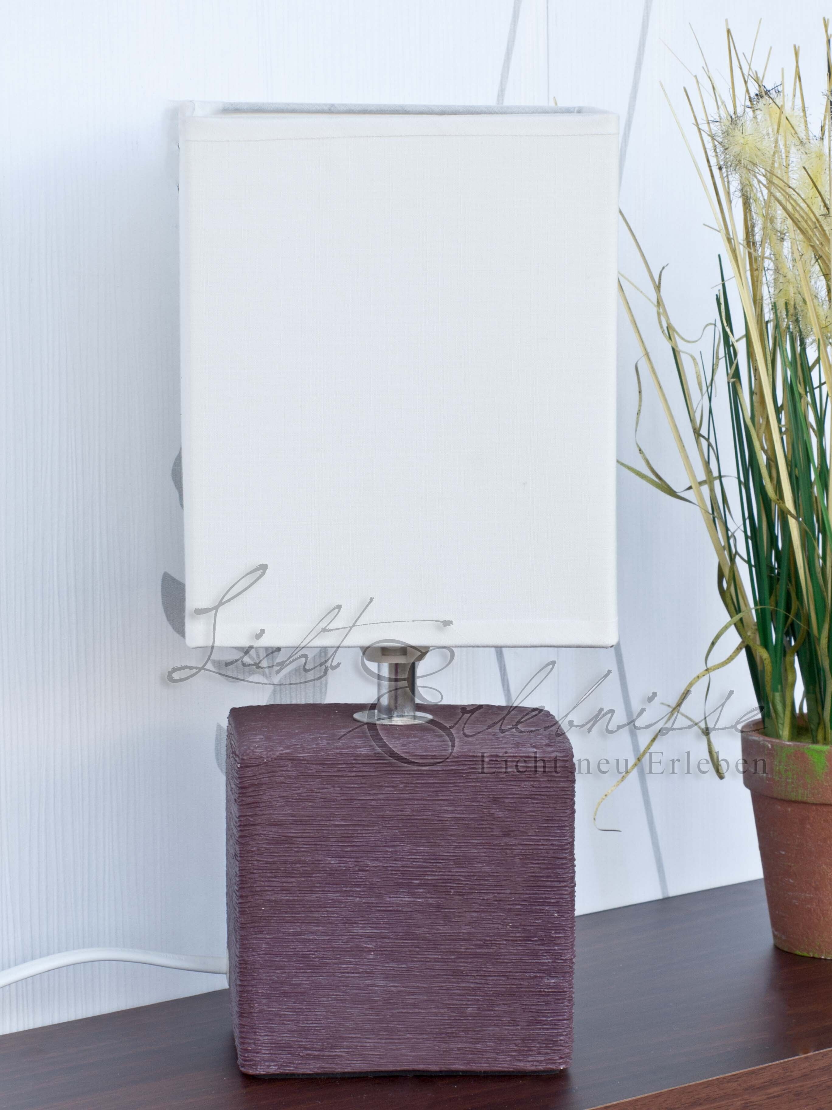 Nachttischleuchte weiß braun E27 H:30cm Keramik Lampe, Weißes Brett, Pflanze