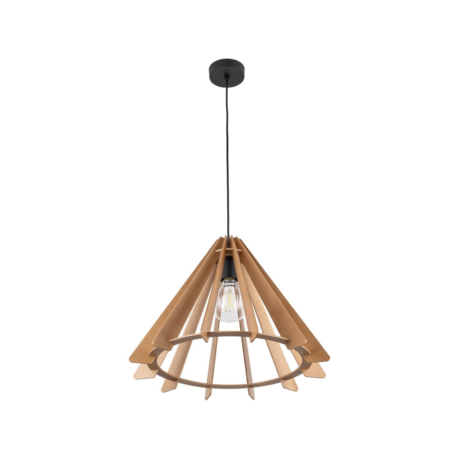 Hängeleuchte Holz E27 Ø 50 cm H: max. 160 cm verstellbar Leuchter, Lampe, Leuchte
