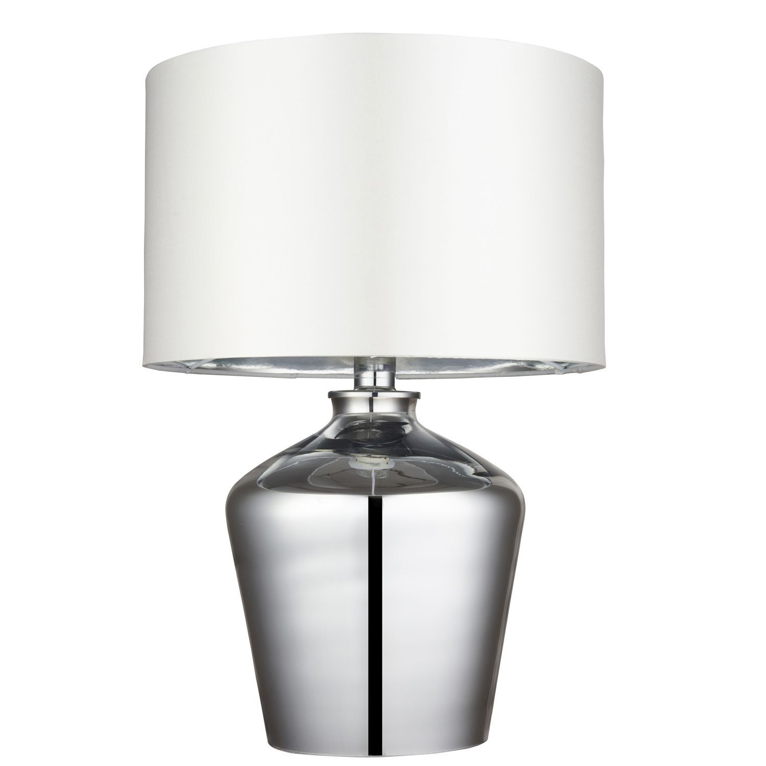 Lampe de table verre tissu 47 cm de haut en chrome blanc E27