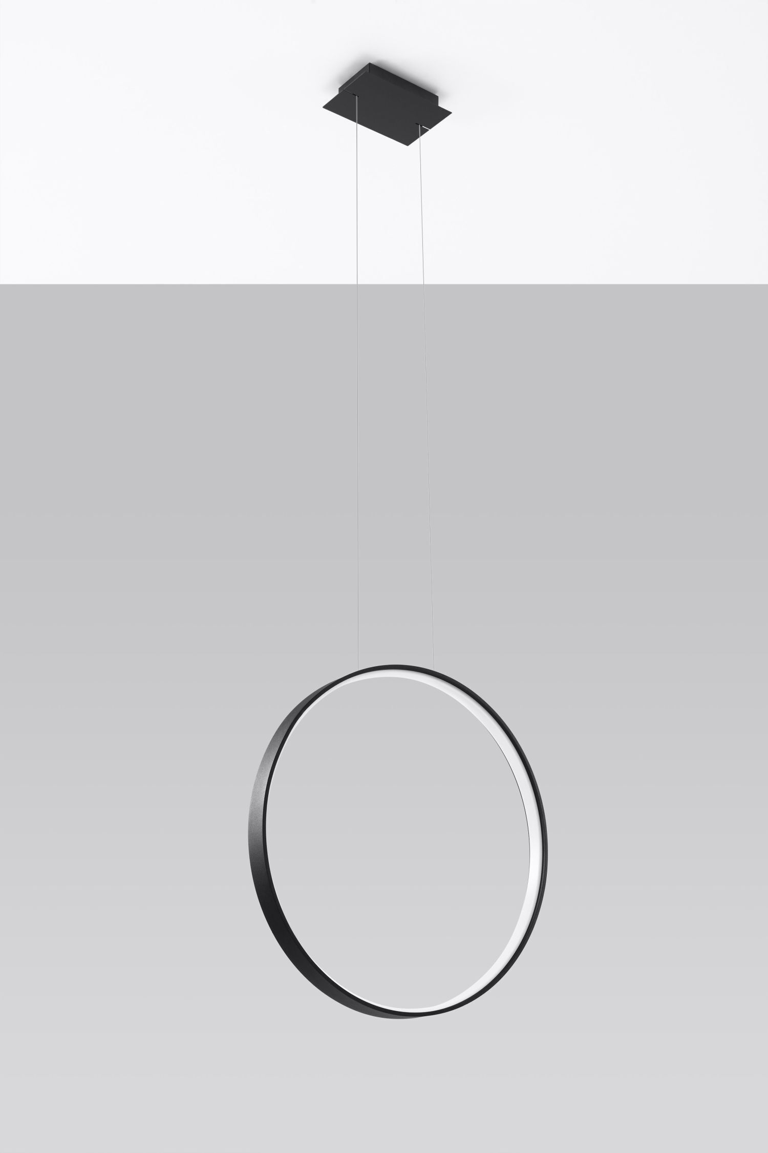 Lampe LED à suspendre noire métal Ø 55 cm rond 4000 K anneau