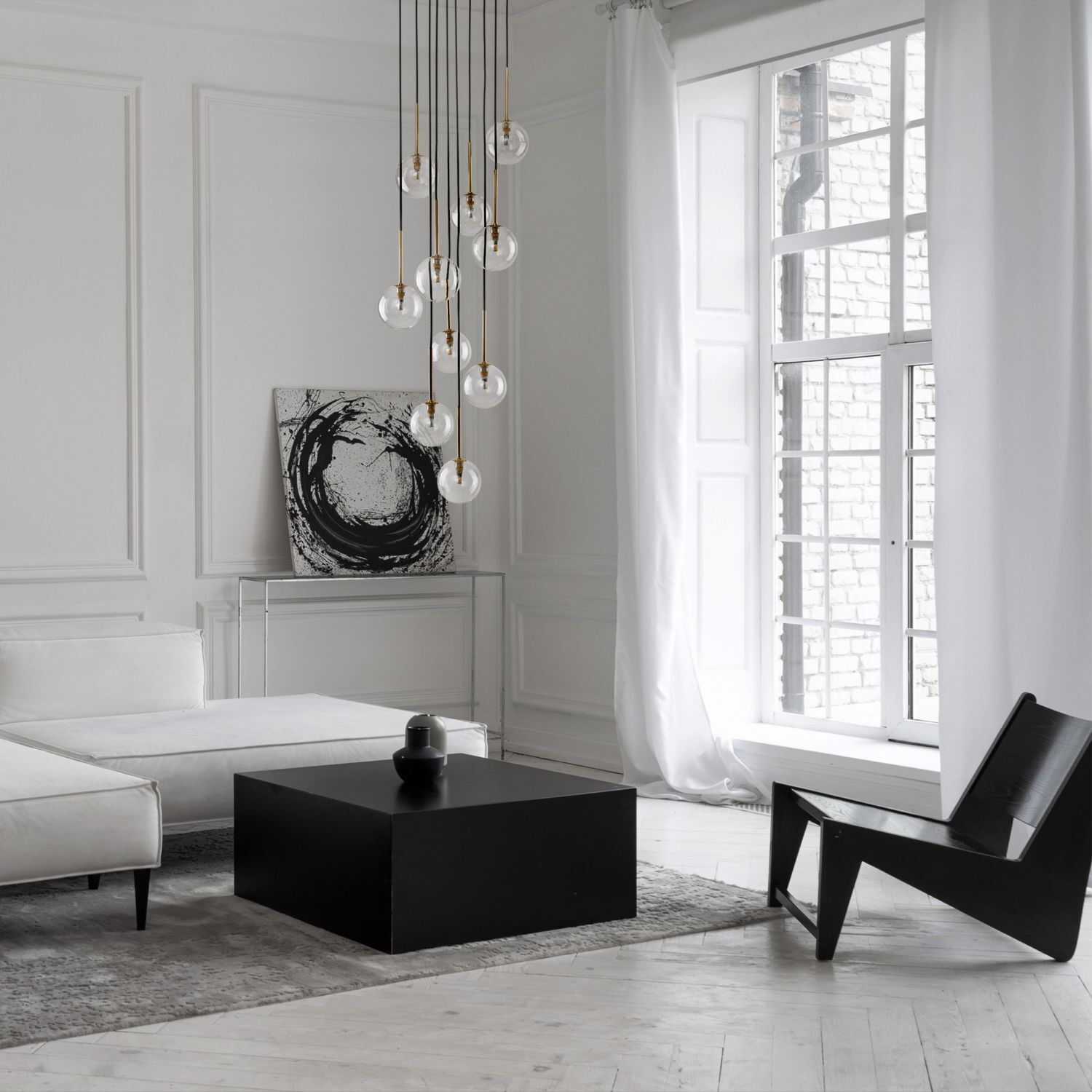 Hängeleuchte Kugel Metall Glas H: max. 145 cm verstellbar Moebel, Inneneinrichtung, Teppich